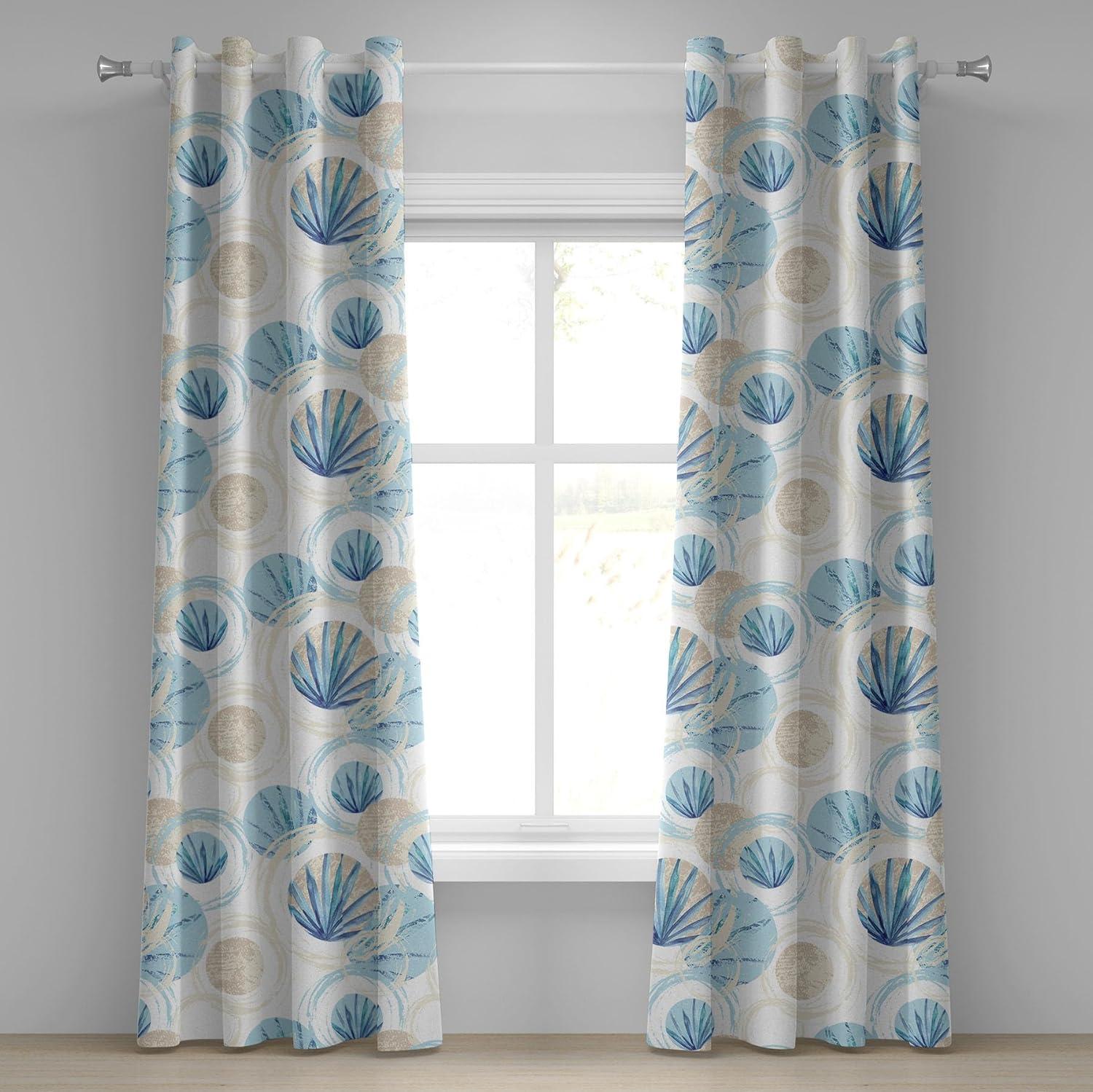 imageAmbesonne Floral Boho Grommet Curtain Simple Design Delicate Flower Silhouettes Neutral Colors Exotics Art Decorative 2Panel Window Drapes for Bedroom Living Room 50 x 108 Dark Indigo Pale BluePale Mustard and Sky Blue
