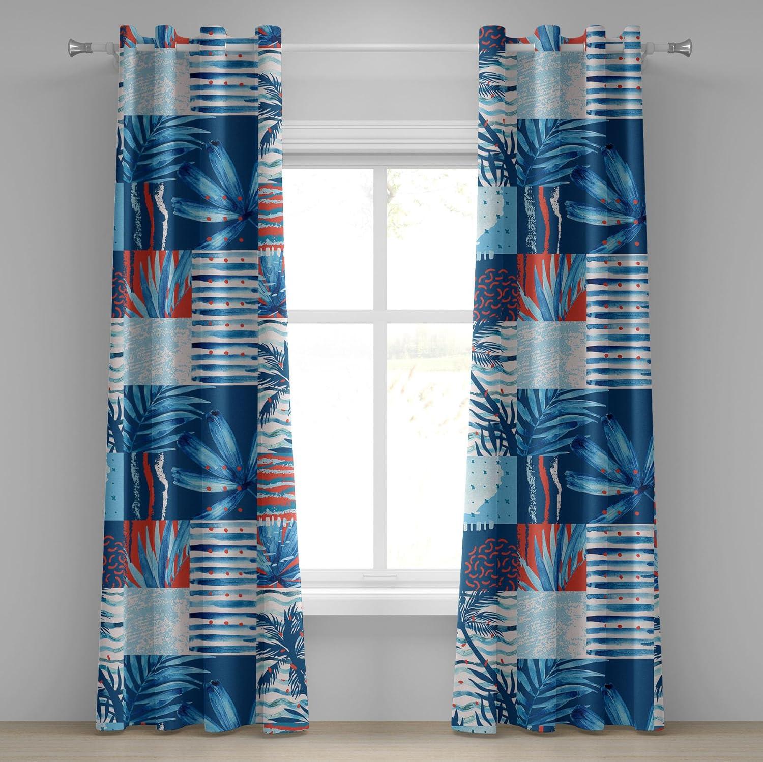 imageAmbesonne Floral Boho Grommet Curtain Simple Design Delicate Flower Silhouettes Neutral Colors Exotics Art Decorative 2Panel Window Drapes for Bedroom Living Room 50 x 108 Dark Indigo Pale BlueDark Lavender Pink