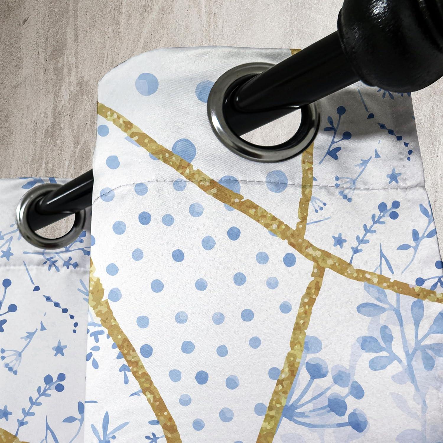 imageAmbesonne Floral Boho Grommet Curtain Simple Design Delicate Flower Silhouettes Neutral Colors Exotics Art Decorative 2Panel Window Drapes for Bedroom Living Room 50 x 108 Dark Indigo Pale BluePale Camel and Sky Blue