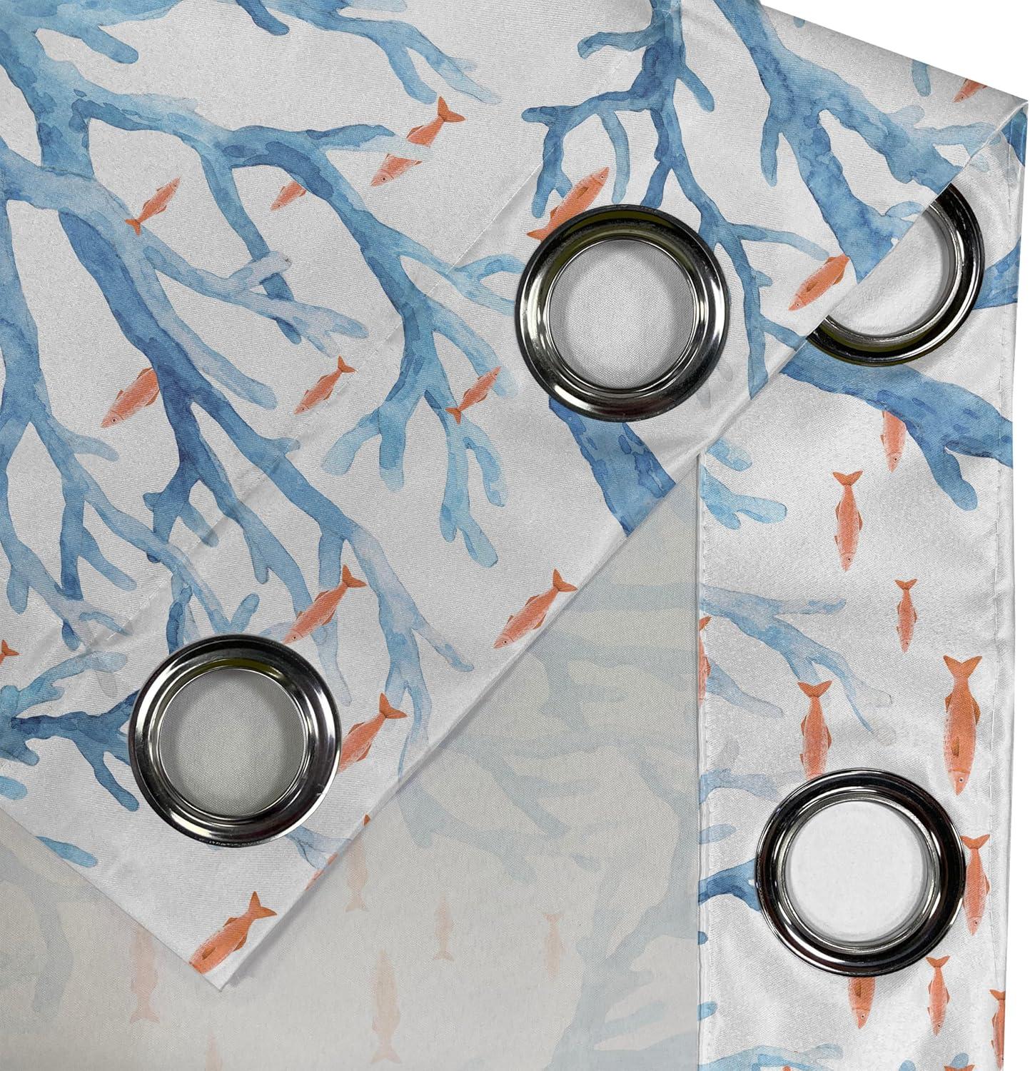 imageAmbesonne Floral Boho Grommet Curtain Simple Design Delicate Flower Silhouettes Neutral Colors Exotics Art Decorative 2Panel Window Drapes for Bedroom Living Room 50 x 108 Dark Indigo Pale BlueDark Turquoise Salmon