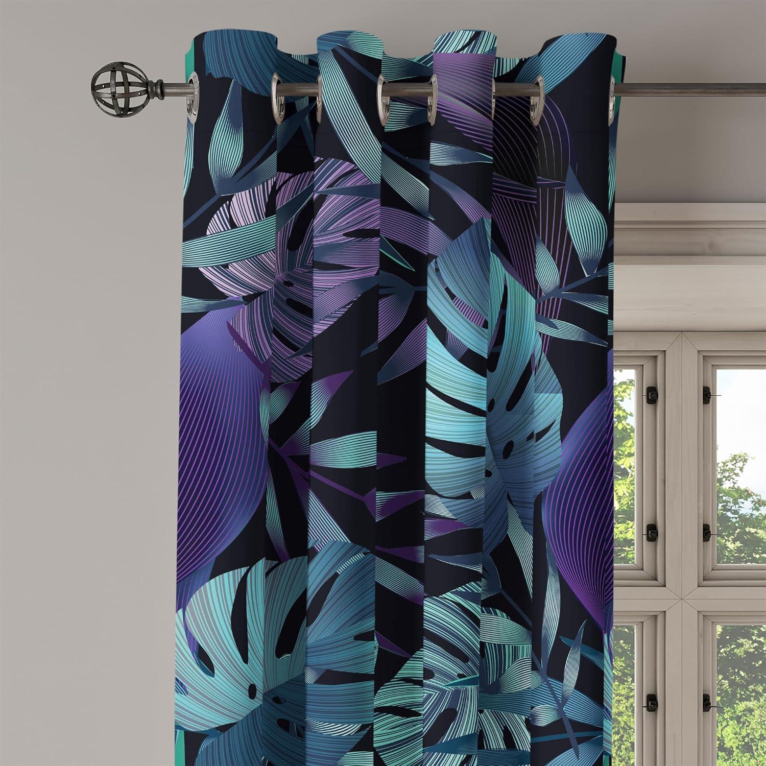 imageAmbesonne Floral Boho Grommet Curtain Simple Design Delicate Flower Silhouettes Neutral Colors Exotics Art Decorative 2Panel Window Drapes for Bedroom Living Room 50 x 108 Dark Indigo Pale BlueDark Purple Cadet Blue