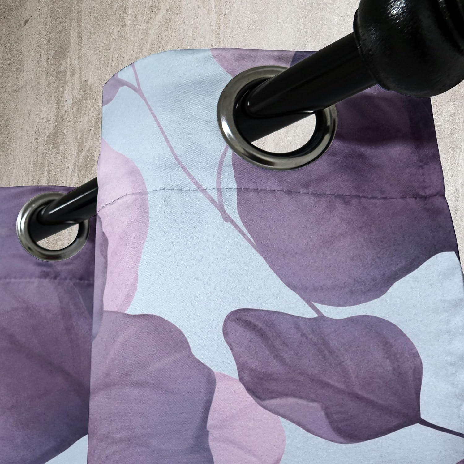 imageAmbesonne Floral Boho Grommet Curtain Simple Design Delicate Flower Silhouettes Neutral Colors Exotics Art Decorative 2Panel Window Drapes for Bedroom Living Room 50 x 108 Dark Indigo Pale BlueLilac Pale Eggplant