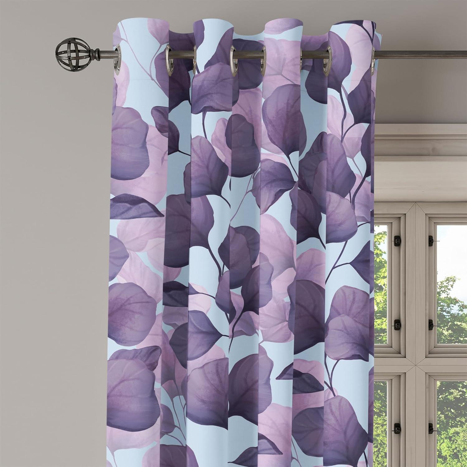 imageAmbesonne Floral Boho Grommet Curtain Simple Design Delicate Flower Silhouettes Neutral Colors Exotics Art Decorative 2Panel Window Drapes for Bedroom Living Room 50 x 108 Dark Indigo Pale BlueLilac Pale Eggplant