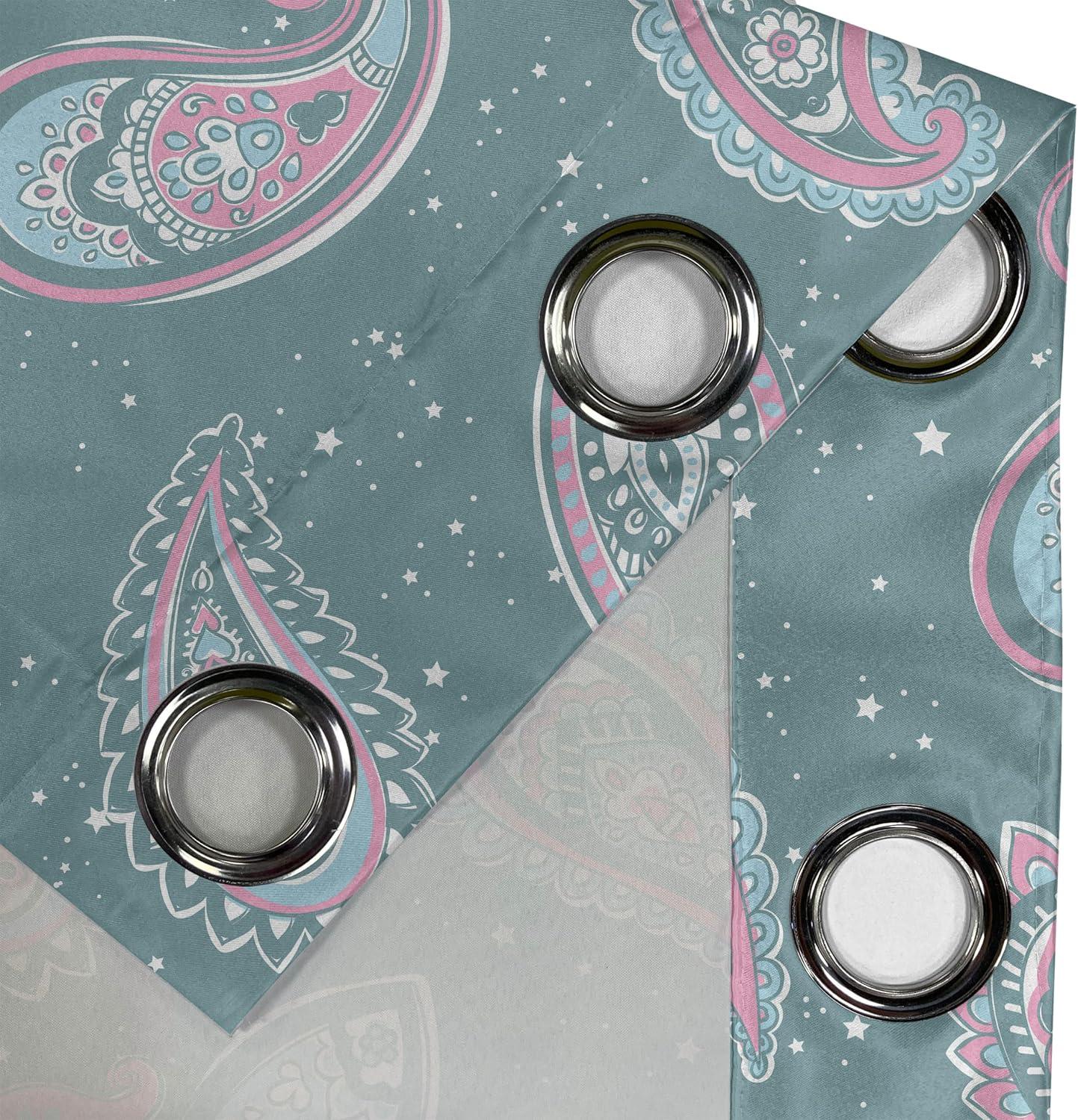 imageAmbesonne Floral Boho Grommet Curtain Simple Design Delicate Flower Silhouettes Neutral Colors Exotics Art Decorative 2Panel Window Drapes for Bedroom Living Room 50 x 108 Dark Indigo Pale BlueCadet Blue Pastel Pink