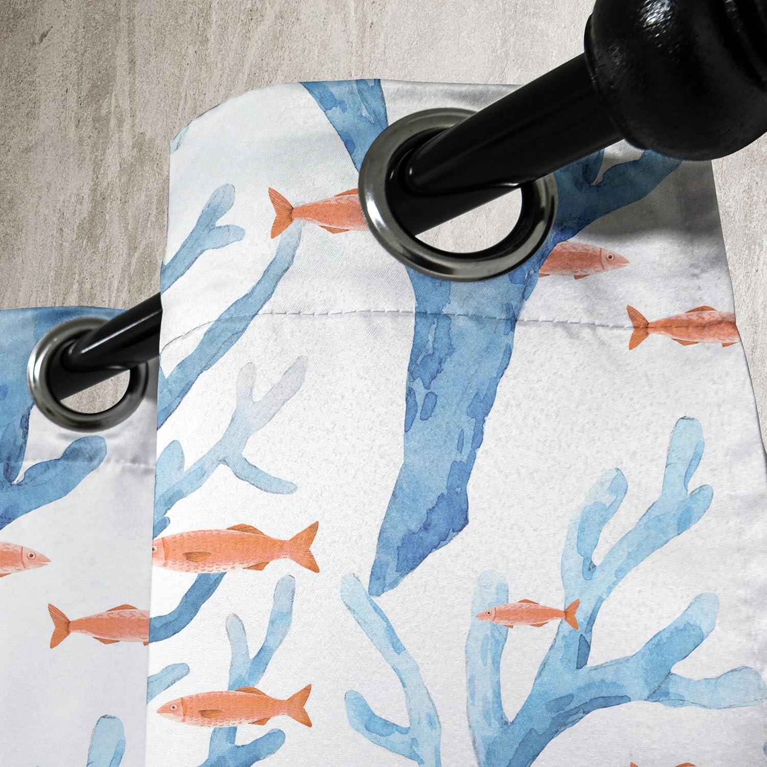 imageAmbesonne Floral Boho Grommet Curtain Simple Design Delicate Flower Silhouettes Neutral Colors Exotics Art Decorative 2Panel Window Drapes for Bedroom Living Room 50 x 108 Dark Indigo Pale BlueDark Turquoise Salmon