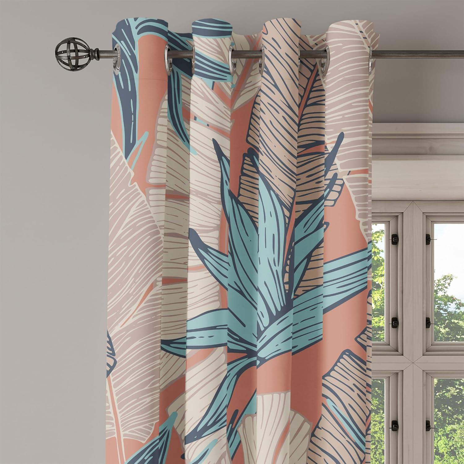 imageAmbesonne Floral Boho Grommet Curtain Simple Design Delicate Flower Silhouettes Neutral Colors Exotics Art Decorative 2Panel Window Drapes for Bedroom Living Room 50 x 108 Dark Indigo Pale BluePale Rust and Blue Grey