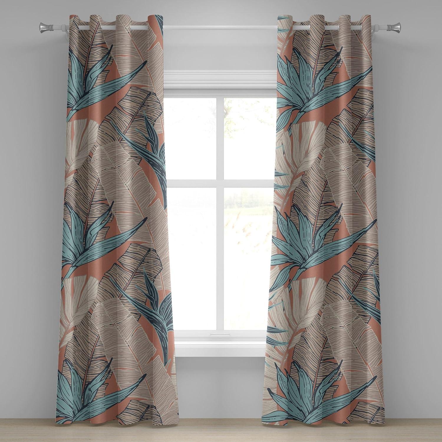 imageAmbesonne Floral Boho Grommet Curtain Simple Design Delicate Flower Silhouettes Neutral Colors Exotics Art Decorative 2Panel Window Drapes for Bedroom Living Room 50 x 108 Dark Indigo Pale BluePale Rust and Blue Grey