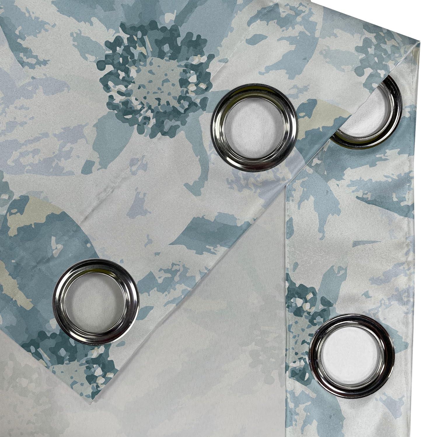 imageAmbesonne Floral Boho Grommet Curtain Simple Design Delicate Flower Silhouettes Neutral Colors Exotics Art Decorative 2Panel Window Drapes for Bedroom Living Room 50 x 108 Dark Indigo Pale BlueCadet Blue and Pale Grey