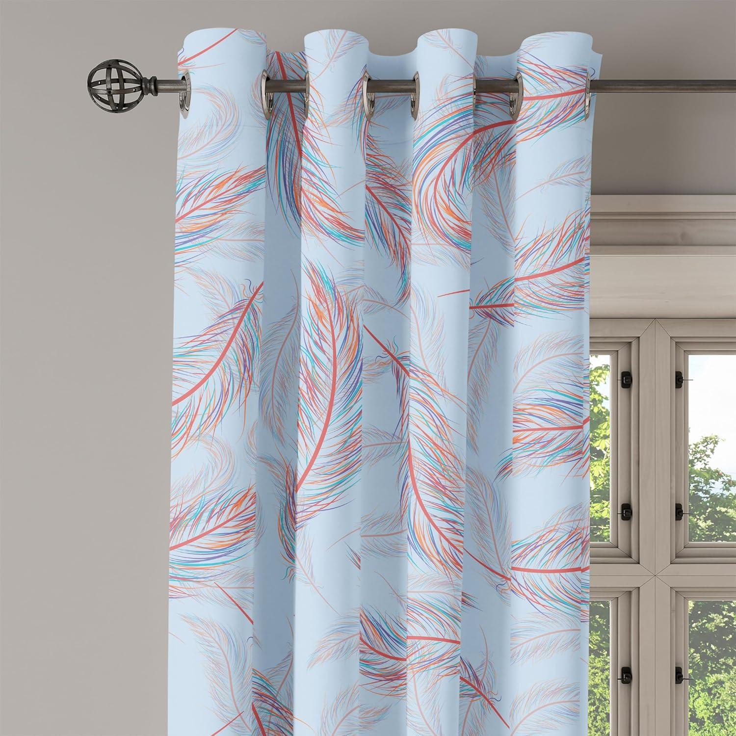 imageAmbesonne Floral Boho Grommet Curtain Simple Design Delicate Flower Silhouettes Neutral Colors Exotics Art Decorative 2Panel Window Drapes for Bedroom Living Room 50 x 108 Dark Indigo Pale BluePale Ruby and Ceil Blue