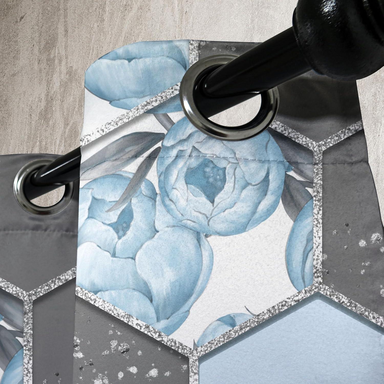 imageAmbesonne Floral Boho Grommet Curtain Simple Design Delicate Flower Silhouettes Neutral Colors Exotics Art Decorative 2Panel Window Drapes for Bedroom Living Room 50 x 108 Dark Indigo Pale BluePale Azure Blue Taupe