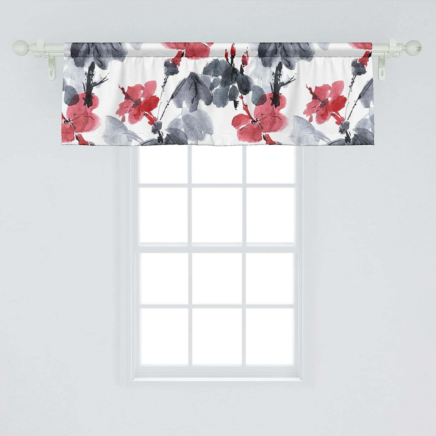 imageAmbesonne Garden Scene Window Valance Neutral Traditional Roses and Floral Pattern Boho Romance Print Curtain Valance for Kitchen Bedroom Decor with Rod Pocket 54 X 18 Cream White Dark SepiaPale Ruby Dimgray