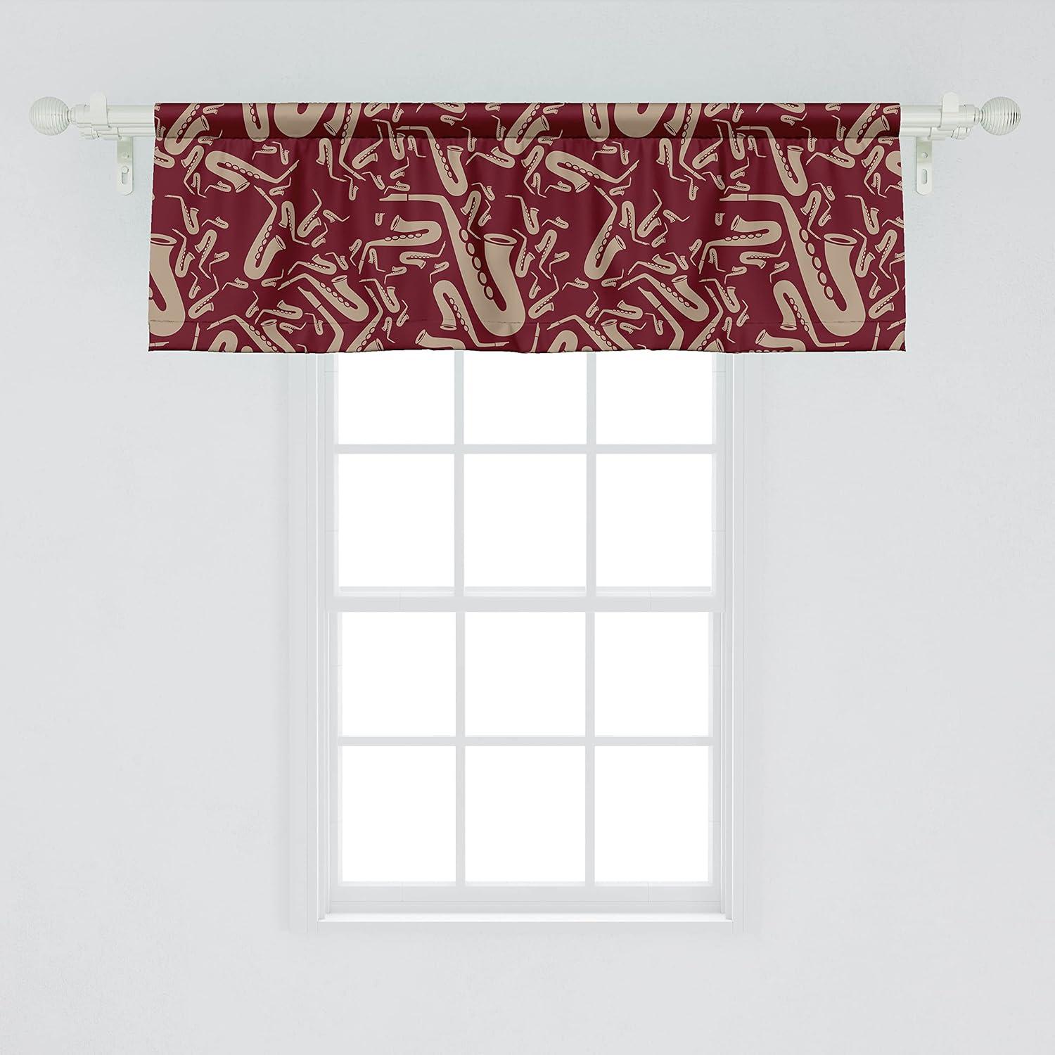 imageAmbesonne Garden Scene Window Valance Neutral Traditional Roses and Floral Pattern Boho Romance Print Curtain Valance for Kitchen Bedroom Decor with Rod Pocket 54 X 18 Cream White Dark SepiaPale Mustard Raspberry