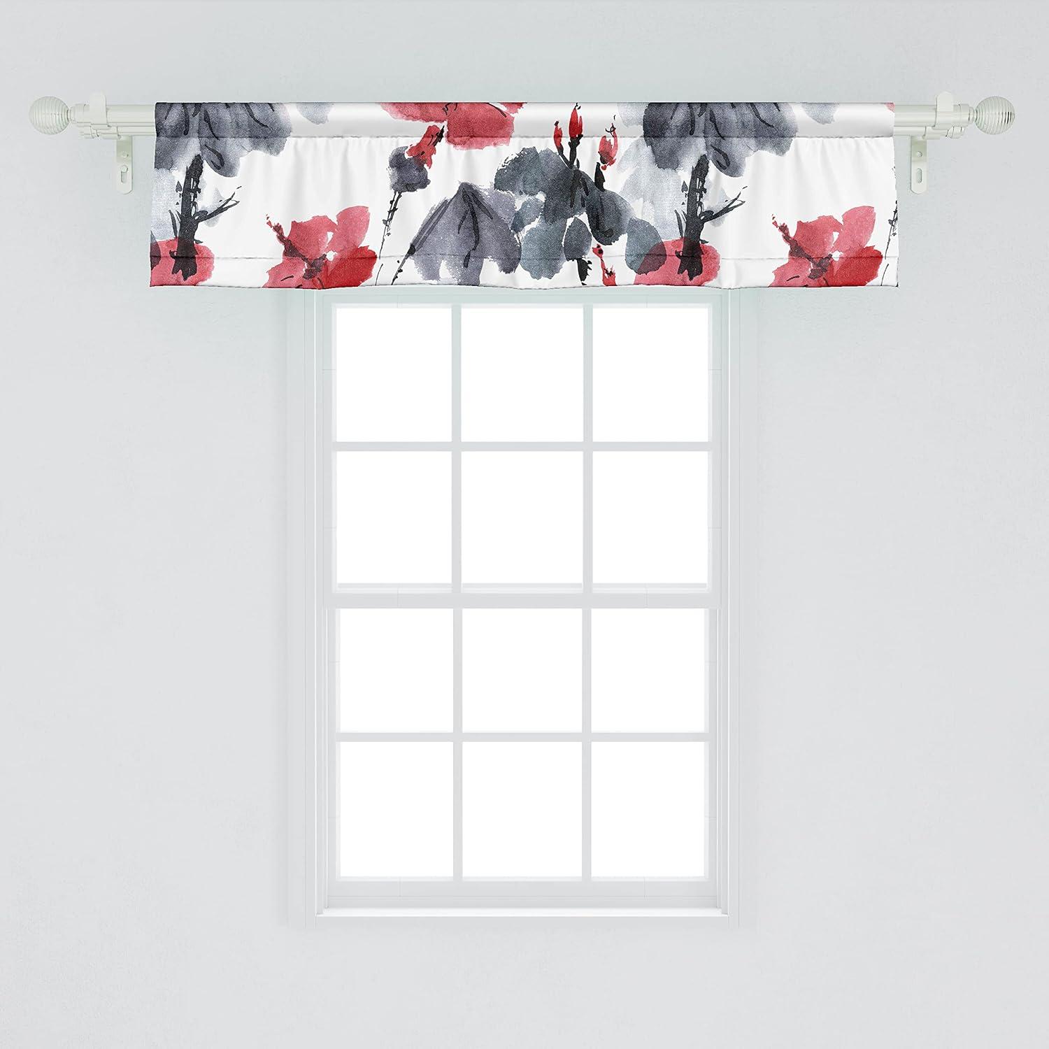 imageAmbesonne Garden Scene Window Valance Neutral Traditional Roses and Floral Pattern Boho Romance Print Curtain Valance for Kitchen Bedroom Decor with Rod Pocket 54 X 18 Cream White Dark SepiaPale Ruby Dimgray