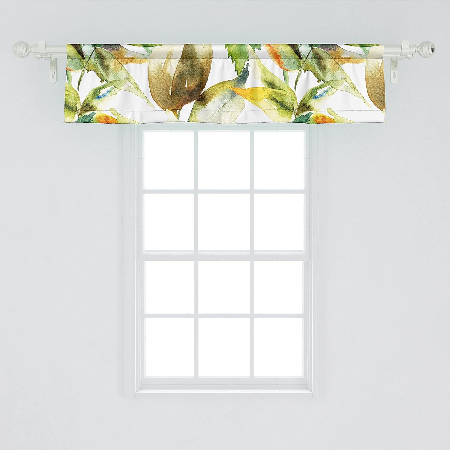 imageAmbesonne Garden Scene Window Valance Neutral Traditional Roses and Floral Pattern Boho Romance Print Curtain Valance for Kitchen Bedroom Decor with Rod Pocket 54 X 18 Cream White Dark SepiaGreen Chocolate