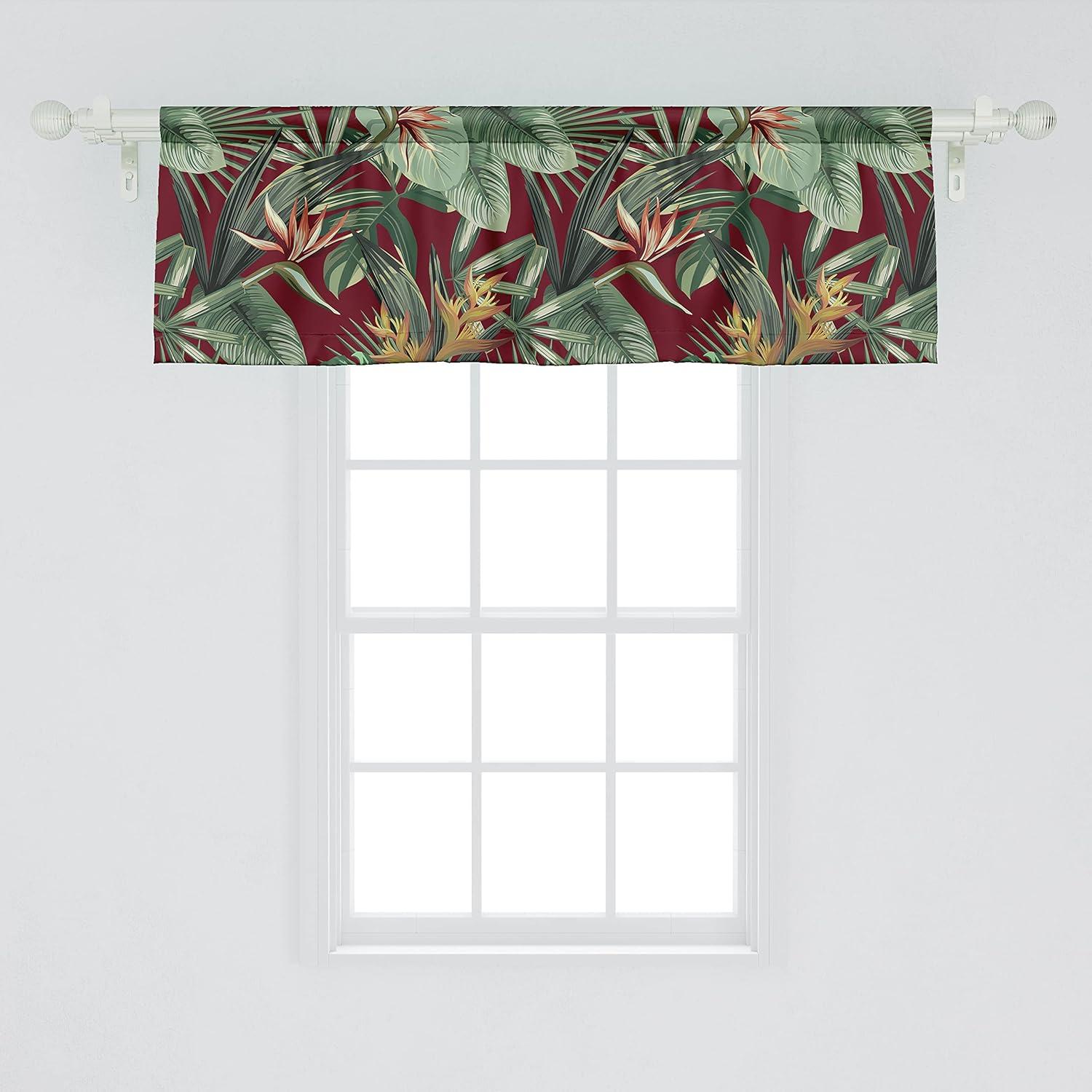 imageAmbesonne Garden Scene Window Valance Neutral Traditional Roses and Floral Pattern Boho Romance Print Curtain Valance for Kitchen Bedroom Decor with Rod Pocket 54 X 18 Cream White Dark SepiaMaroon Fern Green