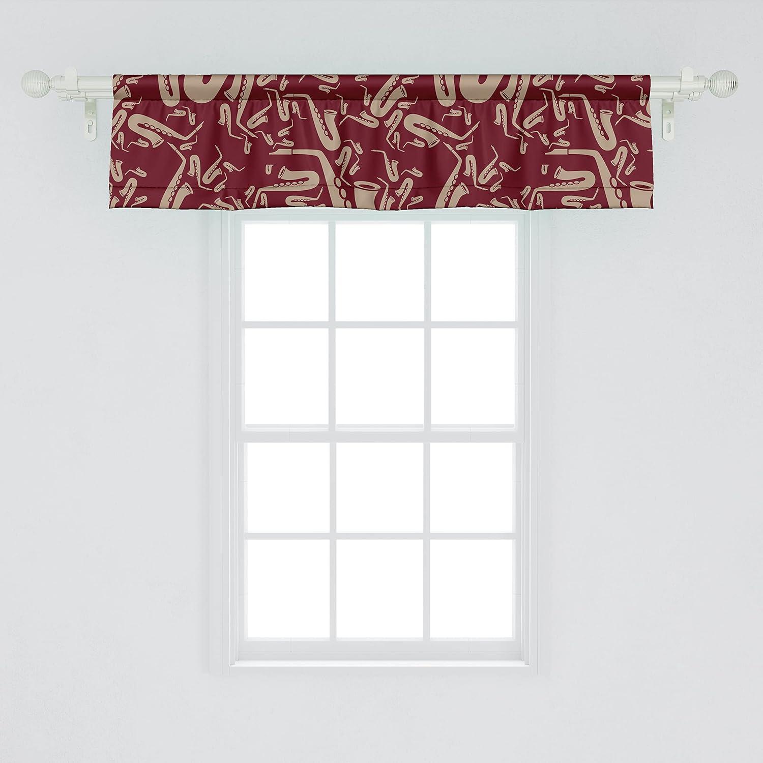 imageAmbesonne Garden Scene Window Valance Neutral Traditional Roses and Floral Pattern Boho Romance Print Curtain Valance for Kitchen Bedroom Decor with Rod Pocket 54 X 18 Cream White Dark SepiaPale Mustard Raspberry