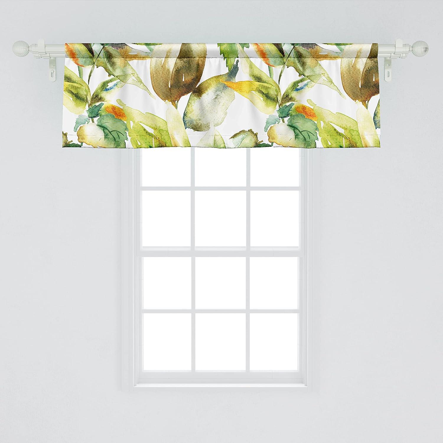 imageAmbesonne Garden Scene Window Valance Neutral Traditional Roses and Floral Pattern Boho Romance Print Curtain Valance for Kitchen Bedroom Decor with Rod Pocket 54 X 18 Cream White Dark SepiaGreen Chocolate