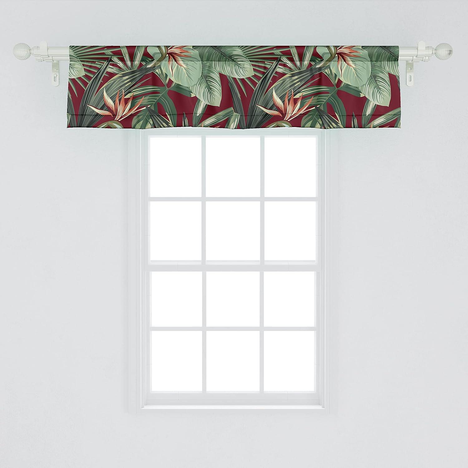 imageAmbesonne Garden Scene Window Valance Neutral Traditional Roses and Floral Pattern Boho Romance Print Curtain Valance for Kitchen Bedroom Decor with Rod Pocket 54 X 18 Cream White Dark SepiaMaroon Fern Green