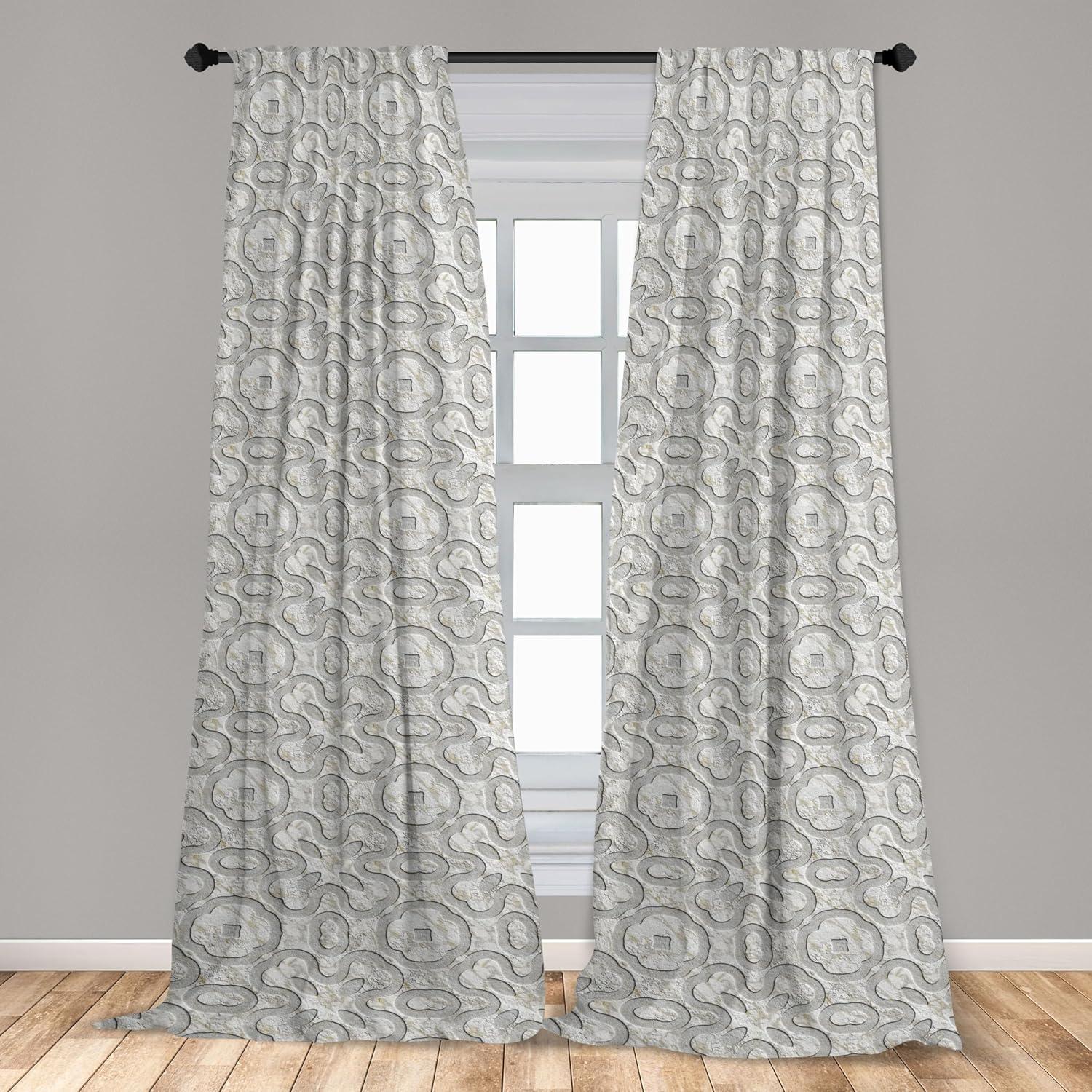 imageAmbesonne Gothic Curtains Vintage Baroque Floral Skulls with Garden Flowers Flourishing Leaves Window Treatments 2 Panel Set for Living Room Bedroom Pair of 28 x 95 Charcoal Grey and Dark TanCoconut Pale Grey and Ivory