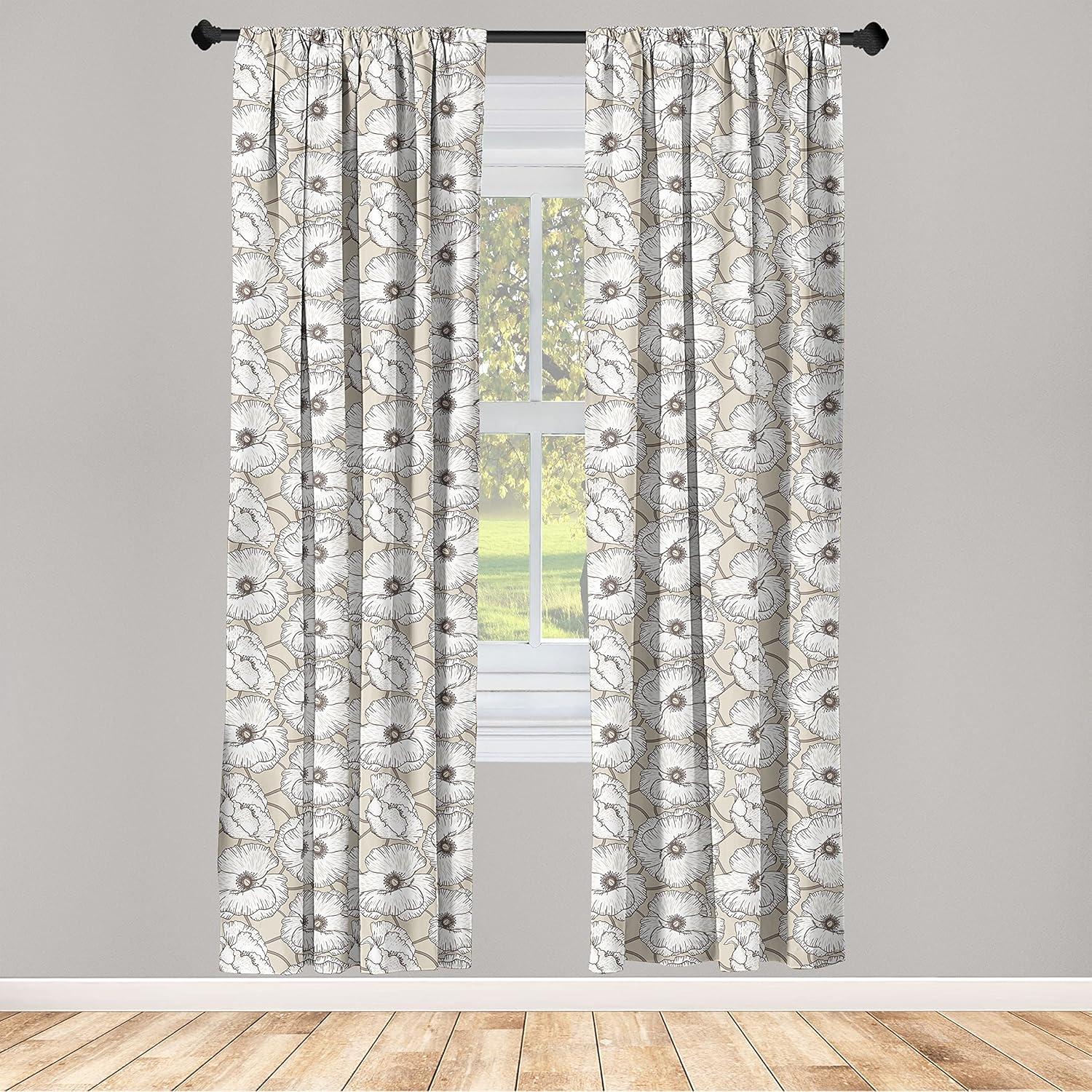 imageAmbesonne Gothic Curtains Vintage Baroque Floral Skulls with Garden Flowers Flourishing Leaves Window Treatments 2 Panel Set for Living Room Bedroom Pair of 28 x 95 Charcoal Grey and Dark TanDark Eggshell Brown White