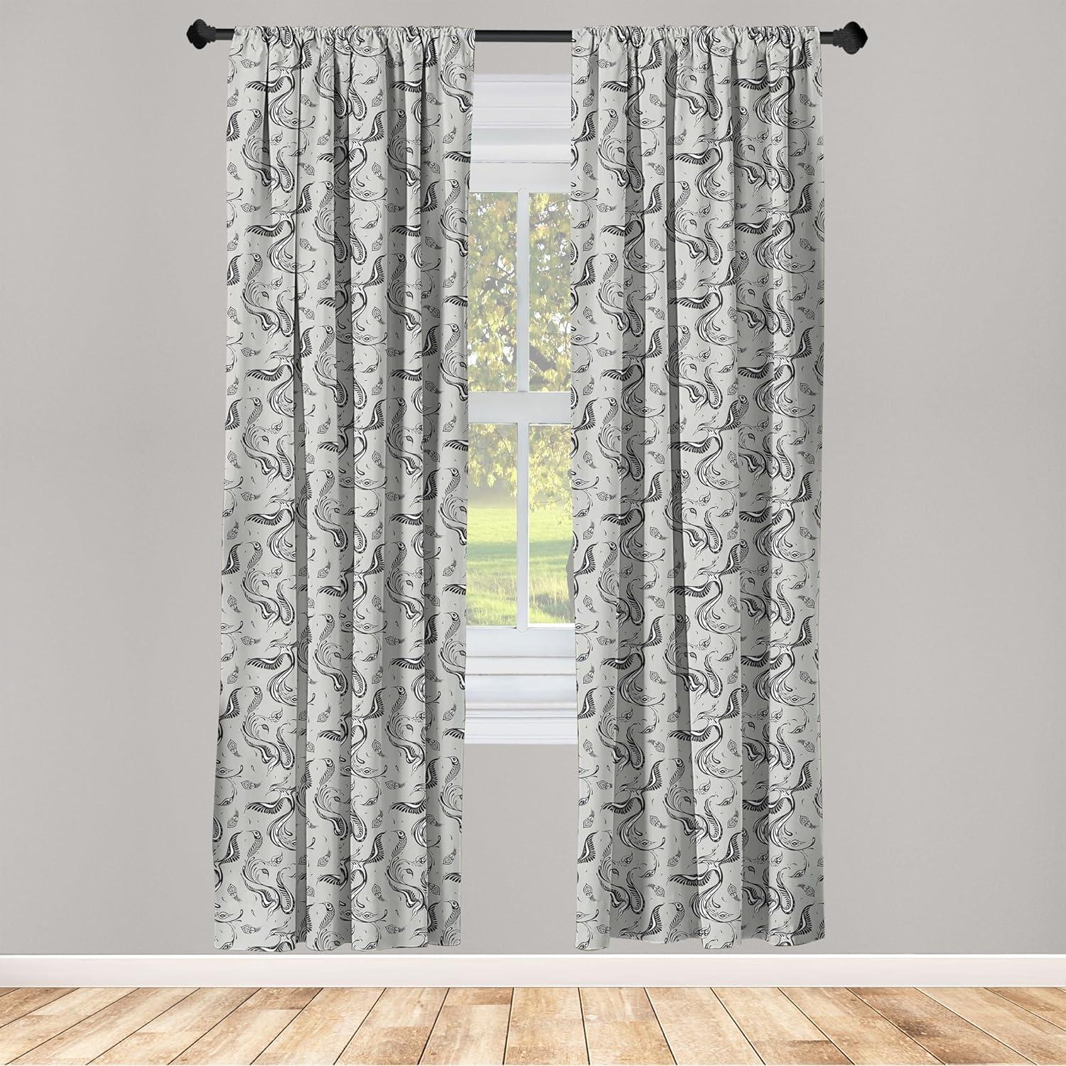 imageAmbesonne Gothic Curtains Vintage Baroque Floral Skulls with Garden Flowers Flourishing Leaves Window Treatments 2 Panel Set for Living Room Bedroom Pair of 28 x 95 Charcoal Grey and Dark TanGrey Black and White