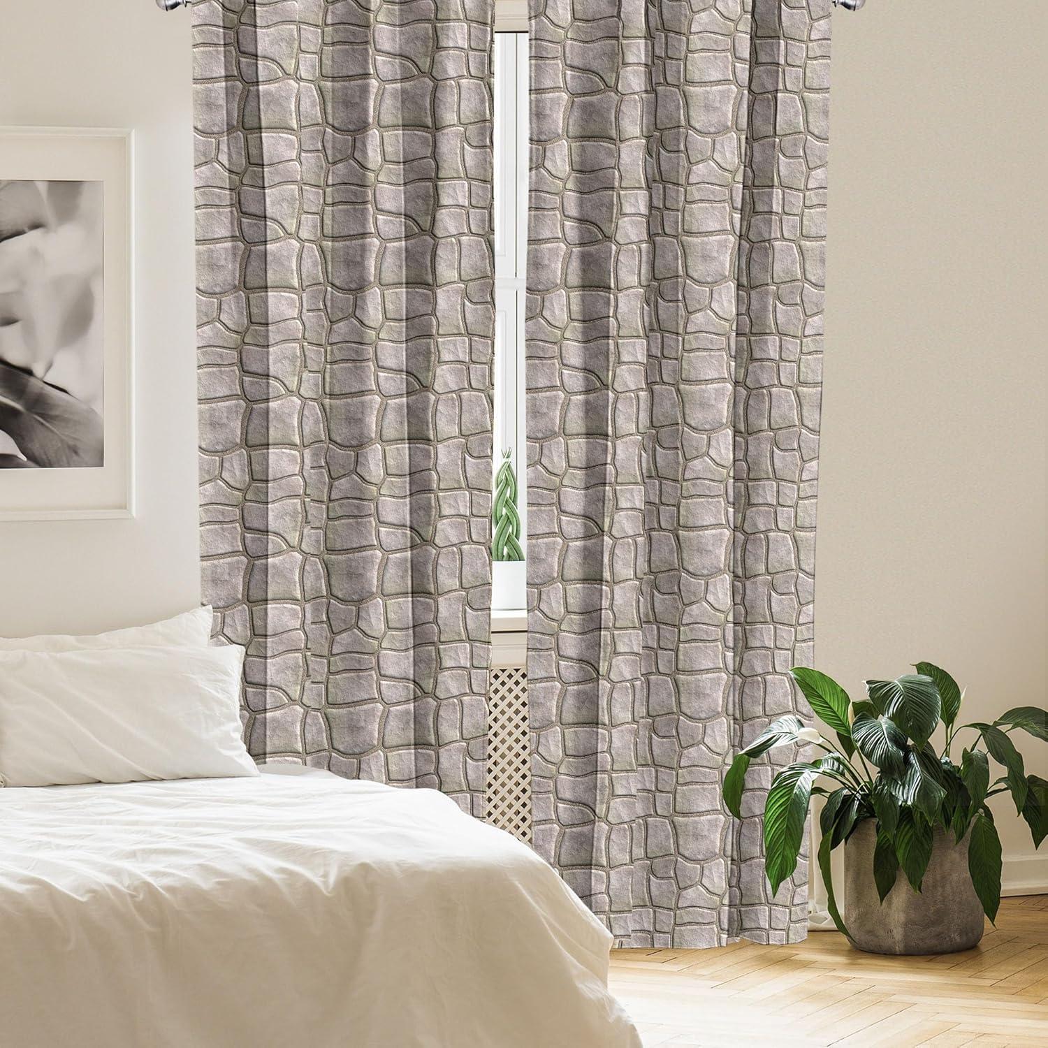 imageAmbesonne Gothic Curtains Vintage Baroque Floral Skulls with Garden Flowers Flourishing Leaves Window Treatments 2 Panel Set for Living Room Bedroom Pair of 28 x 95 Charcoal Grey and Dark TanPale Grey Camel