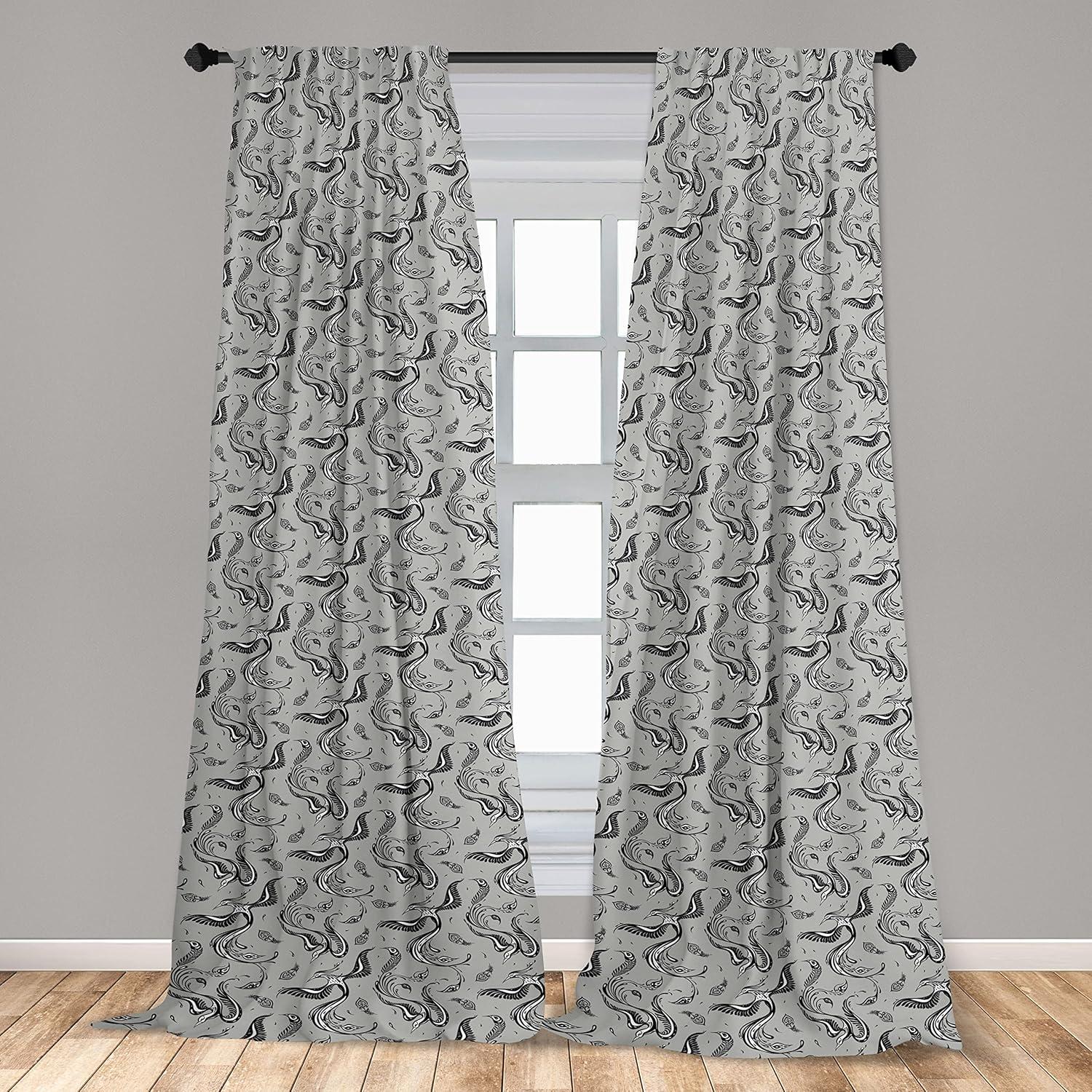 imageAmbesonne Gothic Curtains Vintage Baroque Floral Skulls with Garden Flowers Flourishing Leaves Window Treatments 2 Panel Set for Living Room Bedroom Pair of 28 x 95 Charcoal Grey and Dark TanGrey Black and White
