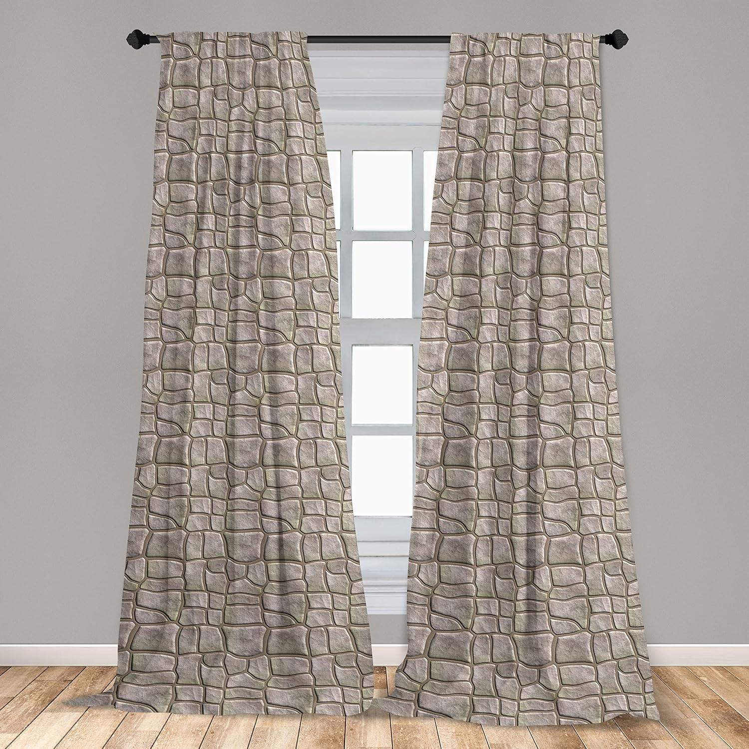 imageAmbesonne Gothic Curtains Vintage Baroque Floral Skulls with Garden Flowers Flourishing Leaves Window Treatments 2 Panel Set for Living Room Bedroom Pair of 28 x 95 Charcoal Grey and Dark TanPale Grey Camel