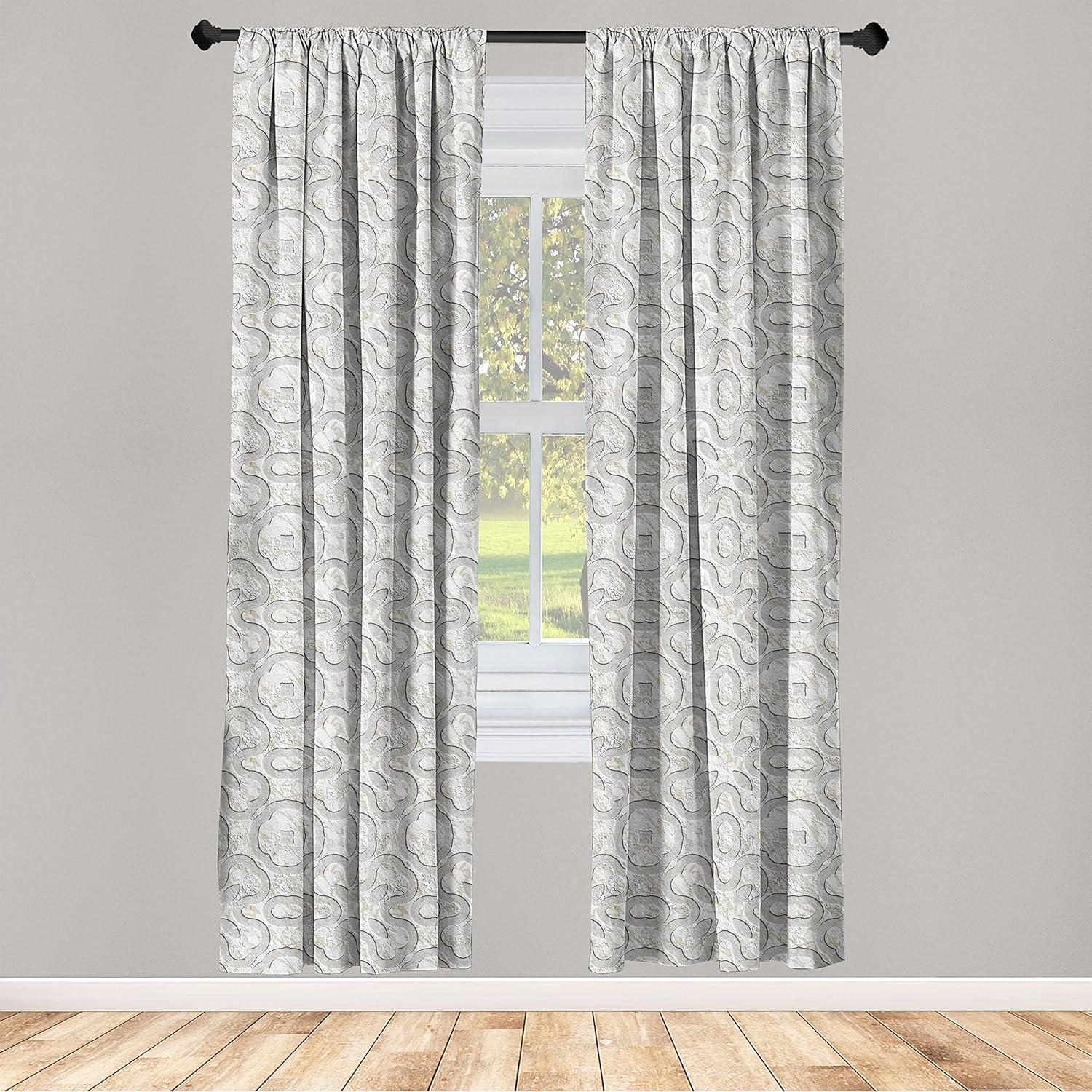 imageAmbesonne Gothic Curtains Vintage Baroque Floral Skulls with Garden Flowers Flourishing Leaves Window Treatments 2 Panel Set for Living Room Bedroom Pair of 28 x 95 Charcoal Grey and Dark TanCoconut Pale Grey and Ivory