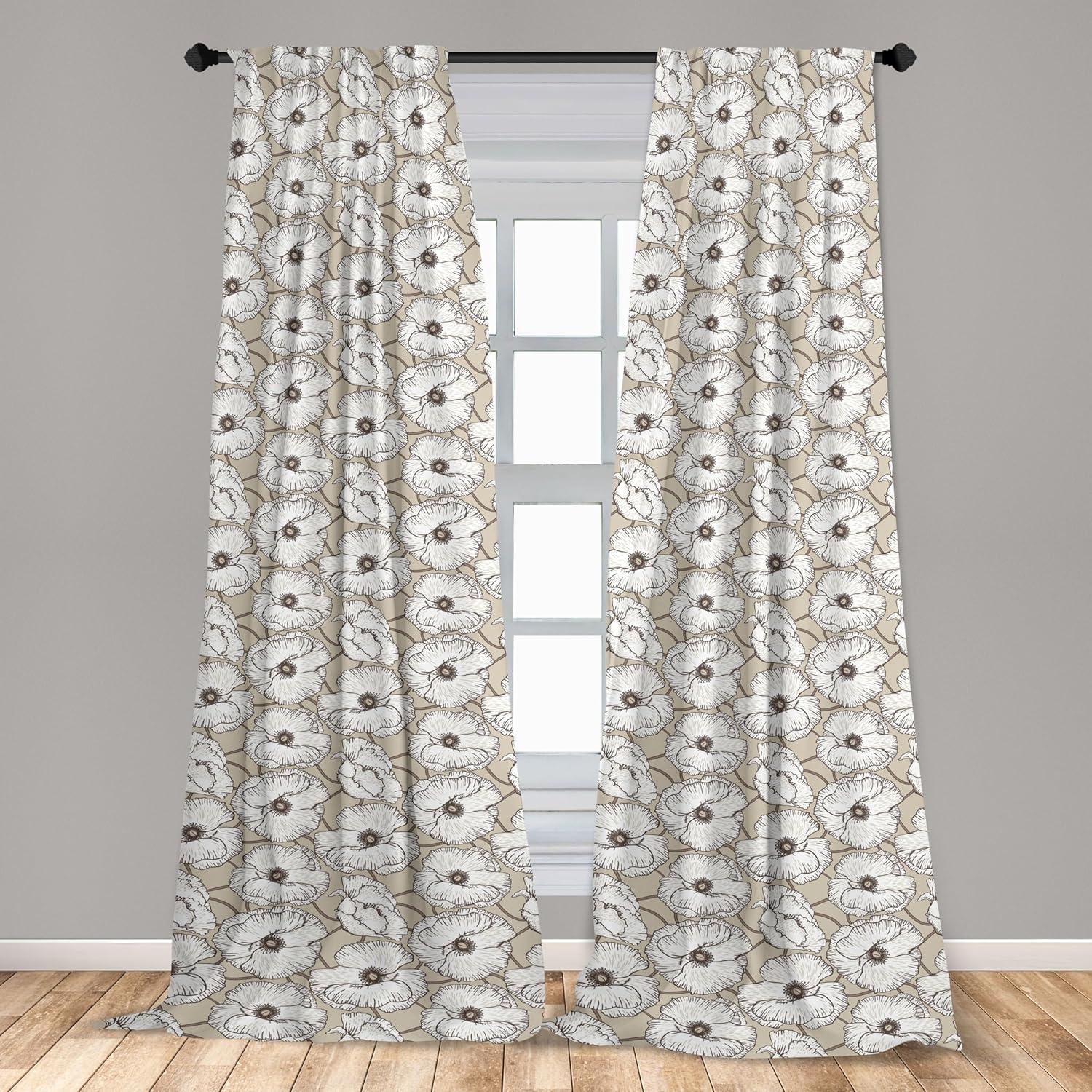 imageAmbesonne Gothic Curtains Vintage Baroque Floral Skulls with Garden Flowers Flourishing Leaves Window Treatments 2 Panel Set for Living Room Bedroom Pair of 28 x 95 Charcoal Grey and Dark TanDark Eggshell Brown White