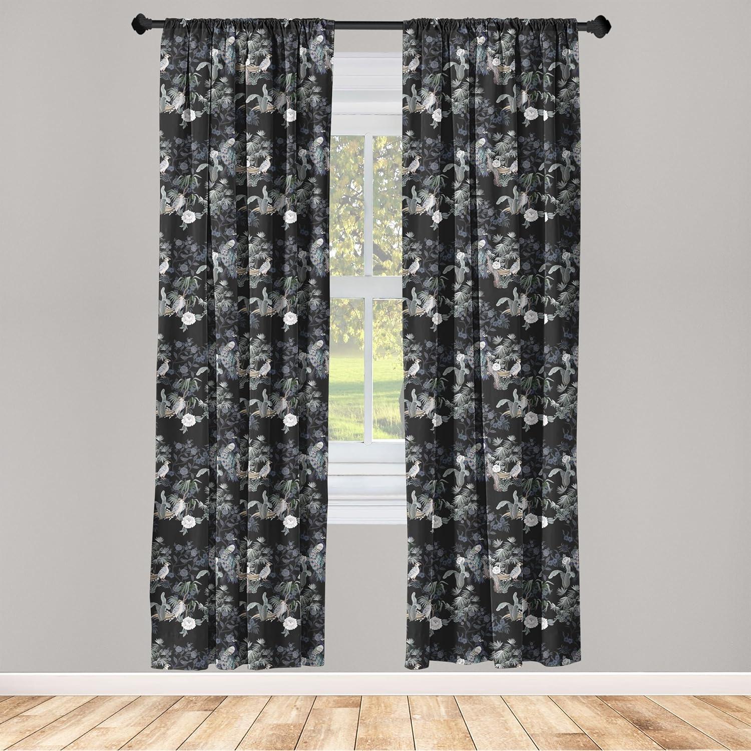 imageAmbesonne Gothic Curtains Vintage Baroque Floral Skulls with Garden Flowers Flourishing Leaves Window Treatments 2 Panel Set for Living Room Bedroom Pair of 28 x 95 Charcoal Grey and Dark TanCharcoal Grey and Sage Green
