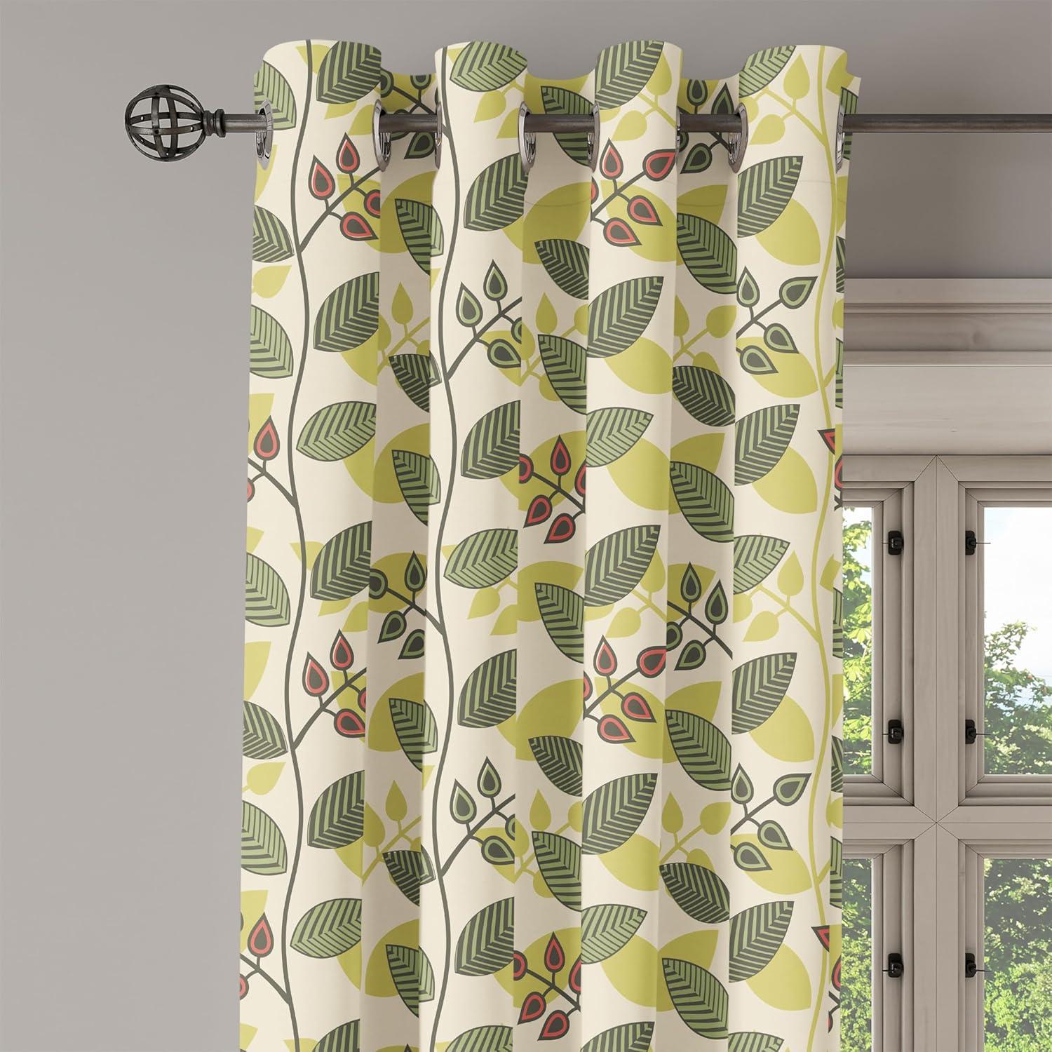 imageAmbesonne Hawaii Themed Grommet Curtain Tropical Leaves Pattern with Neutral Colors Boho Summer Print Decorative 2Panel Window Drapes for Bedroom Living Room 50 x 54 Pale Vermilion Seal BrownApple Green Fern Green
