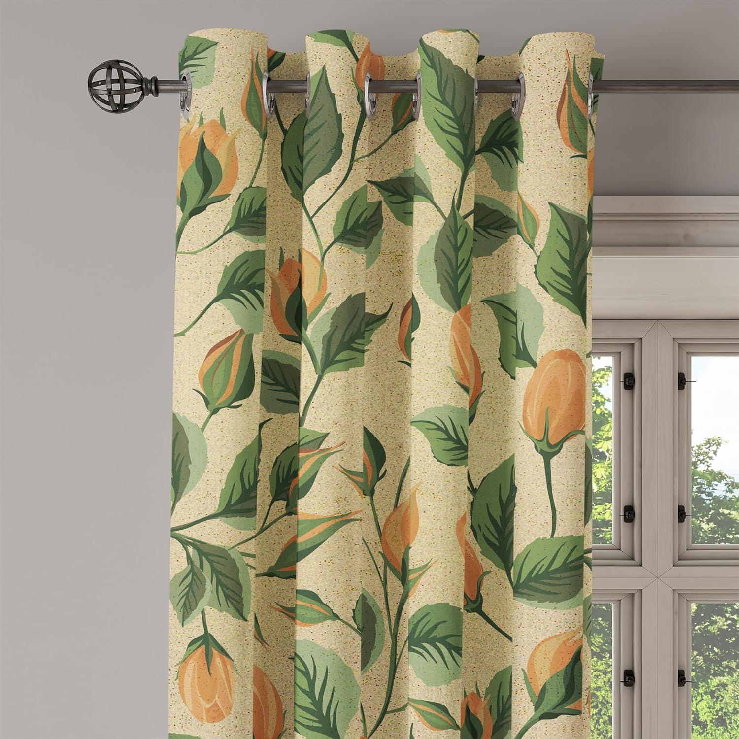imageAmbesonne Hawaii Themed Grommet Curtain Tropical Leaves Pattern with Neutral Colors Boho Summer Print Decorative 2Panel Window Drapes for Bedroom Living Room 50 x 54 Pale Vermilion Seal BrownFern Green Avocado Green