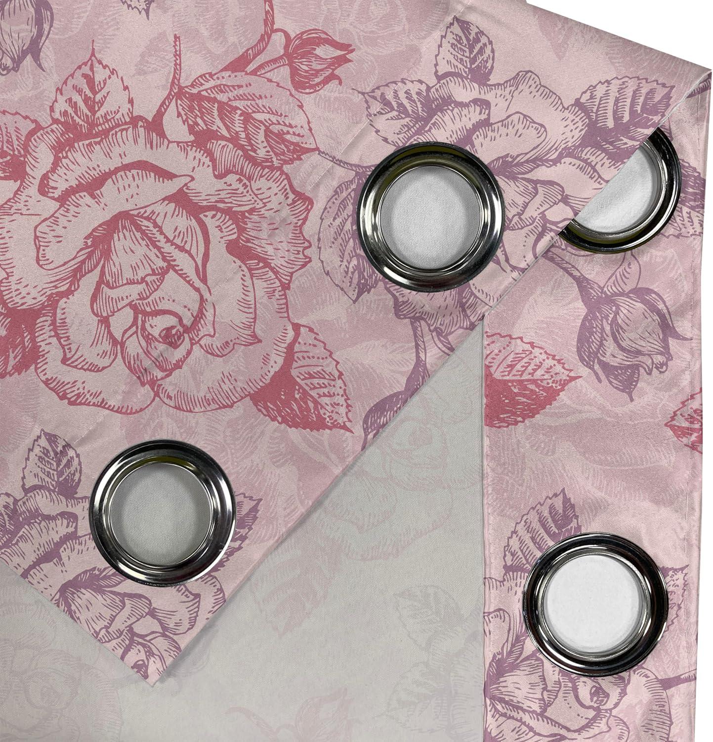 imageAmbesonne Hawaii Themed Grommet Curtain Tropical Leaves Pattern with Neutral Colors Boho Summer Print Decorative 2Panel Window Drapes for Bedroom Living Room 50 x 54 Pale Vermilion Seal BrownPale Eggplant Dark Pink