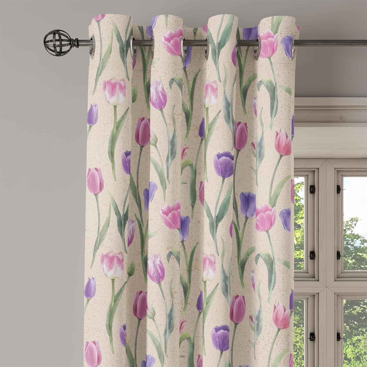 imageAmbesonne Hawaii Themed Grommet Curtain Tropical Leaves Pattern with Neutral Colors Boho Summer Print Decorative 2Panel Window Drapes for Bedroom Living Room 50 x 54 Pale Vermilion Seal BrownPeacock Green Blue Violet