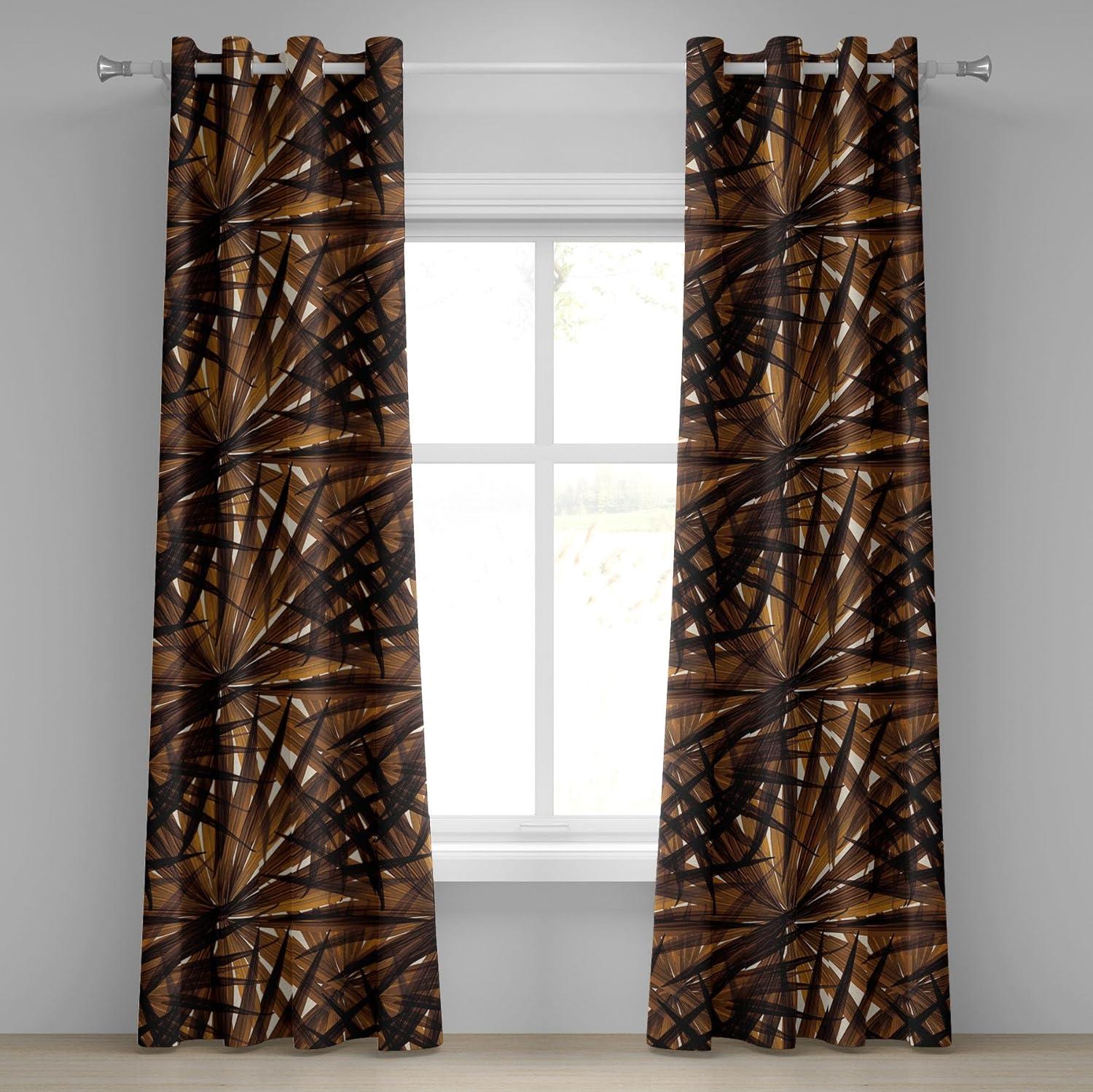 imageAmbesonne Hawaii Themed Grommet Curtain Tropical Leaves Pattern with Neutral Colors Boho Summer Print Decorative 2Panel Window Drapes for Bedroom Living Room 50 x 54 Pale Vermilion Seal BrownPale Vermilion Seal Brown