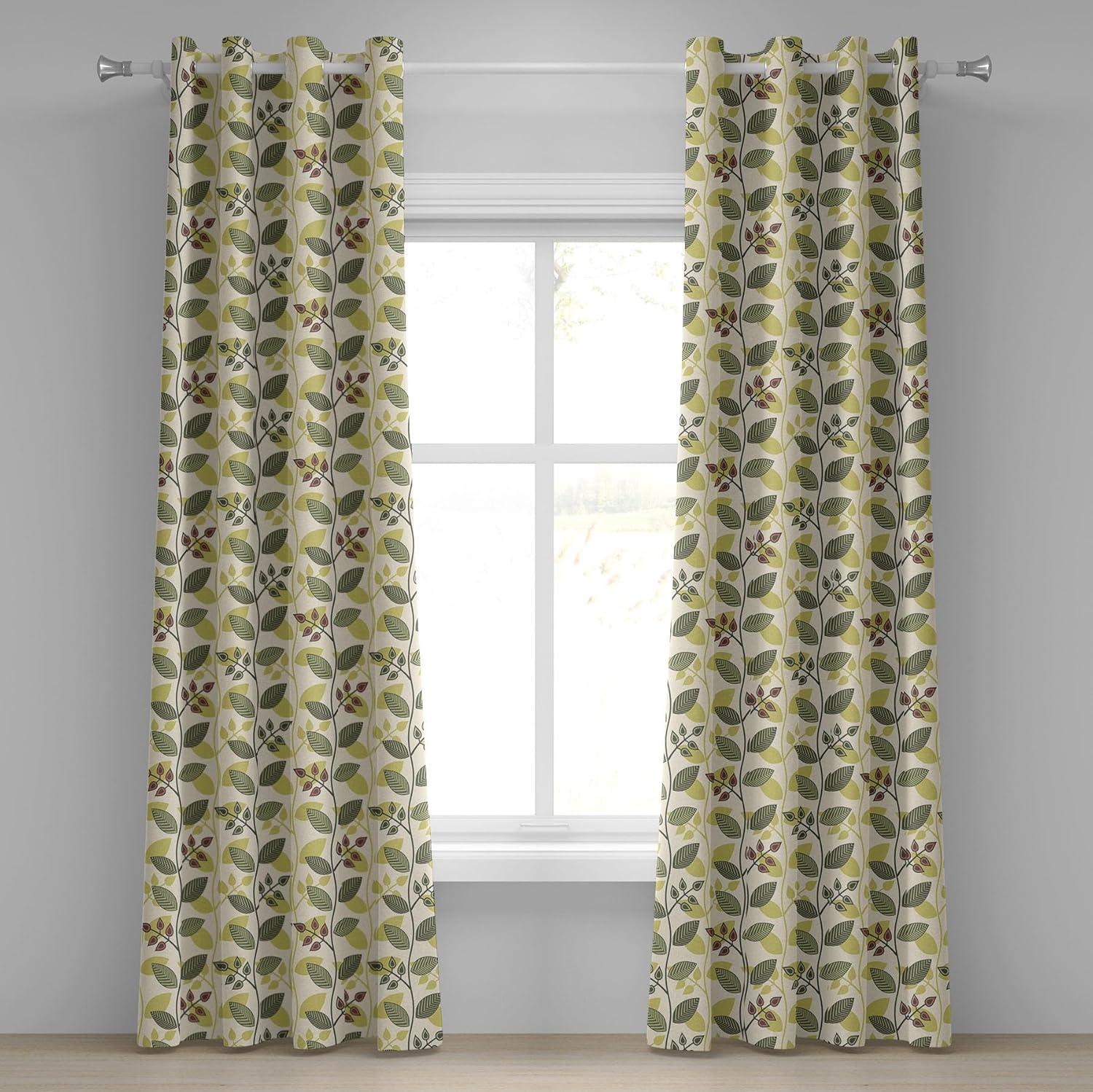 imageAmbesonne Hawaii Themed Grommet Curtain Tropical Leaves Pattern with Neutral Colors Boho Summer Print Decorative 2Panel Window Drapes for Bedroom Living Room 50 x 54 Pale Vermilion Seal BrownApple Green Fern Green