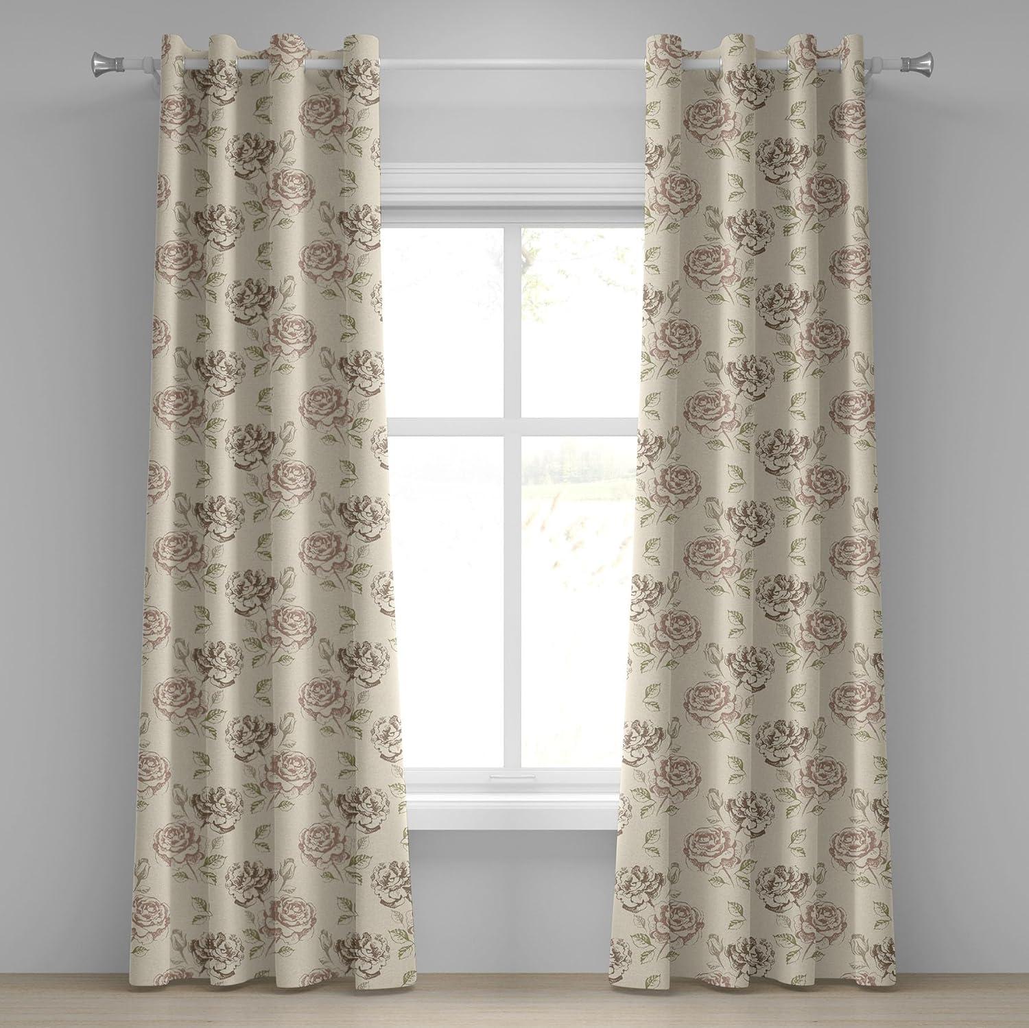 imageAmbesonne Hawaii Themed Grommet Curtain Tropical Leaves Pattern with Neutral Colors Boho Summer Print Decorative 2Panel Window Drapes for Bedroom Living Room 50 x 54 Pale Vermilion Seal BrownPale Mauve Taupe Peach