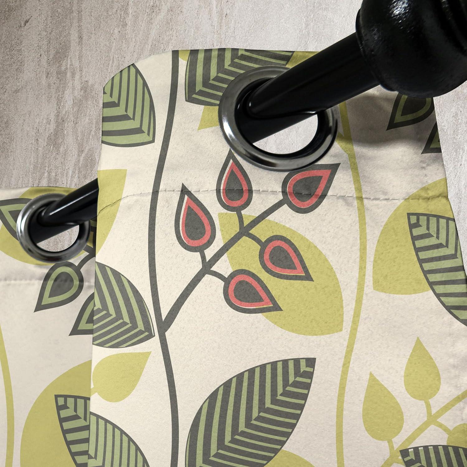 imageAmbesonne Hawaii Themed Grommet Curtain Tropical Leaves Pattern with Neutral Colors Boho Summer Print Decorative 2Panel Window Drapes for Bedroom Living Room 50 x 54 Pale Vermilion Seal BrownApple Green Fern Green
