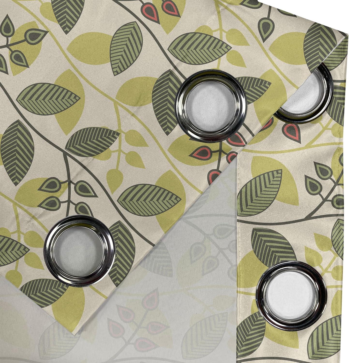 imageAmbesonne Hawaii Themed Grommet Curtain Tropical Leaves Pattern with Neutral Colors Boho Summer Print Decorative 2Panel Window Drapes for Bedroom Living Room 50 x 54 Pale Vermilion Seal BrownApple Green Fern Green