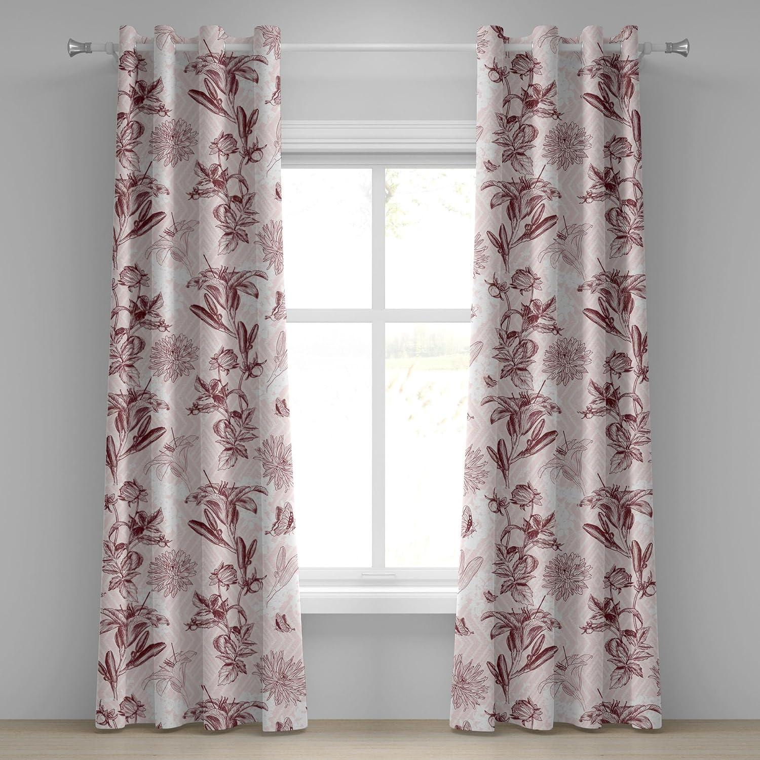 imageAmbesonne Hawaii Themed Grommet Curtain Tropical Leaves Pattern with Neutral Colors Boho Summer Print Decorative 2Panel Window Drapes for Bedroom Living Room 50 x 54 Pale Vermilion Seal BrownChocolate and Pale Pink