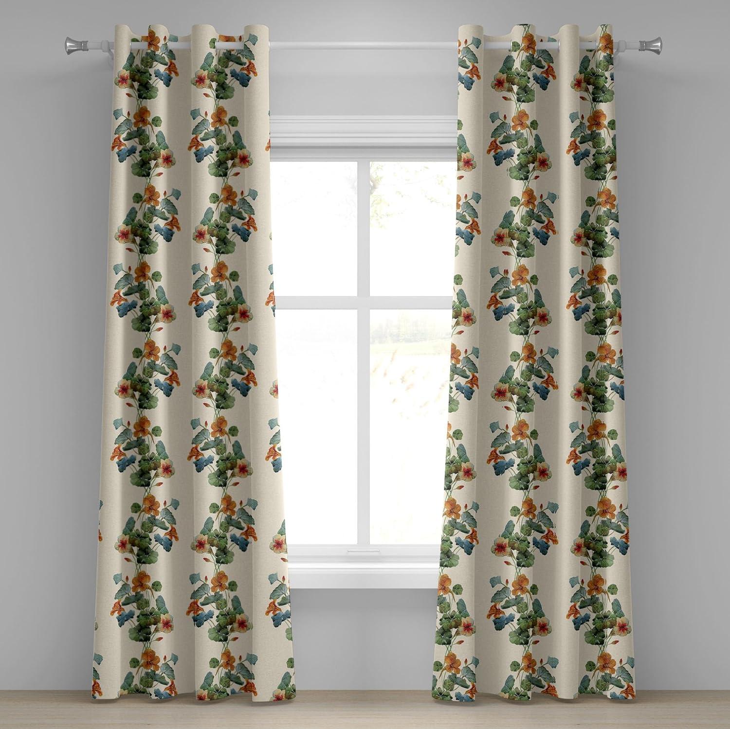 imageAmbesonne Hawaii Themed Grommet Curtain Tropical Leaves Pattern with Neutral Colors Boho Summer Print Decorative 2Panel Window Drapes for Bedroom Living Room 50 x 54 Pale Vermilion Seal BrownJade Green Pastel Green