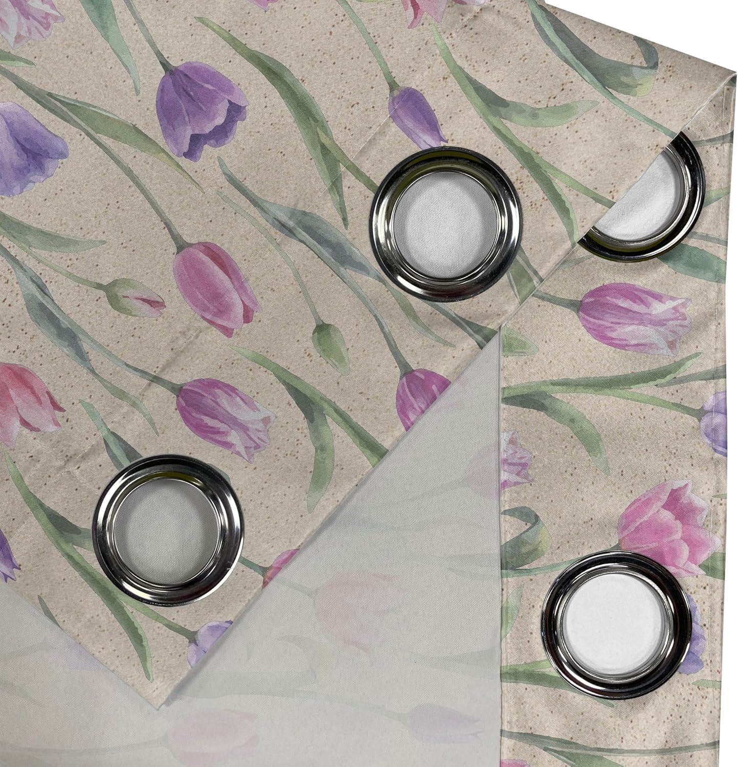 imageAmbesonne Hawaii Themed Grommet Curtain Tropical Leaves Pattern with Neutral Colors Boho Summer Print Decorative 2Panel Window Drapes for Bedroom Living Room 50 x 54 Pale Vermilion Seal BrownPeacock Green Blue Violet