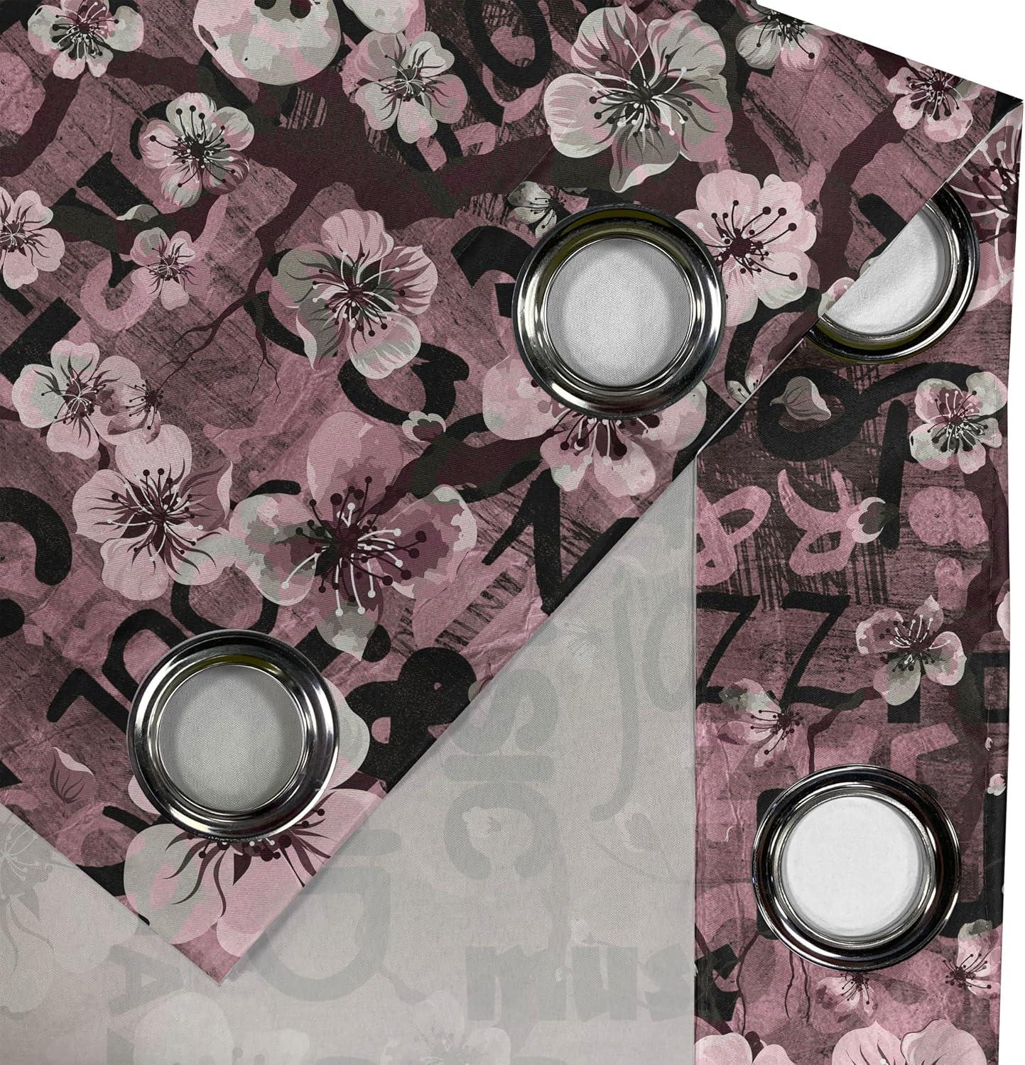 imageAmbesonne Hawaii Themed Grommet Curtain Tropical Leaves Pattern with Neutral Colors Boho Summer Print Decorative 2Panel Window Drapes for Bedroom Living Room 50 x 54 Pale Vermilion Seal BrownCharcoal Grey Pale Pink