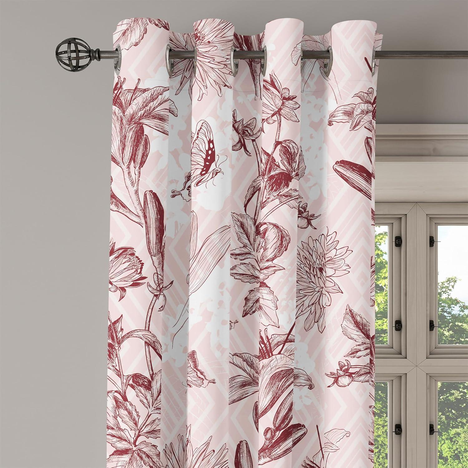 imageAmbesonne Hawaii Themed Grommet Curtain Tropical Leaves Pattern with Neutral Colors Boho Summer Print Decorative 2Panel Window Drapes for Bedroom Living Room 50 x 54 Pale Vermilion Seal BrownChocolate and Pale Pink