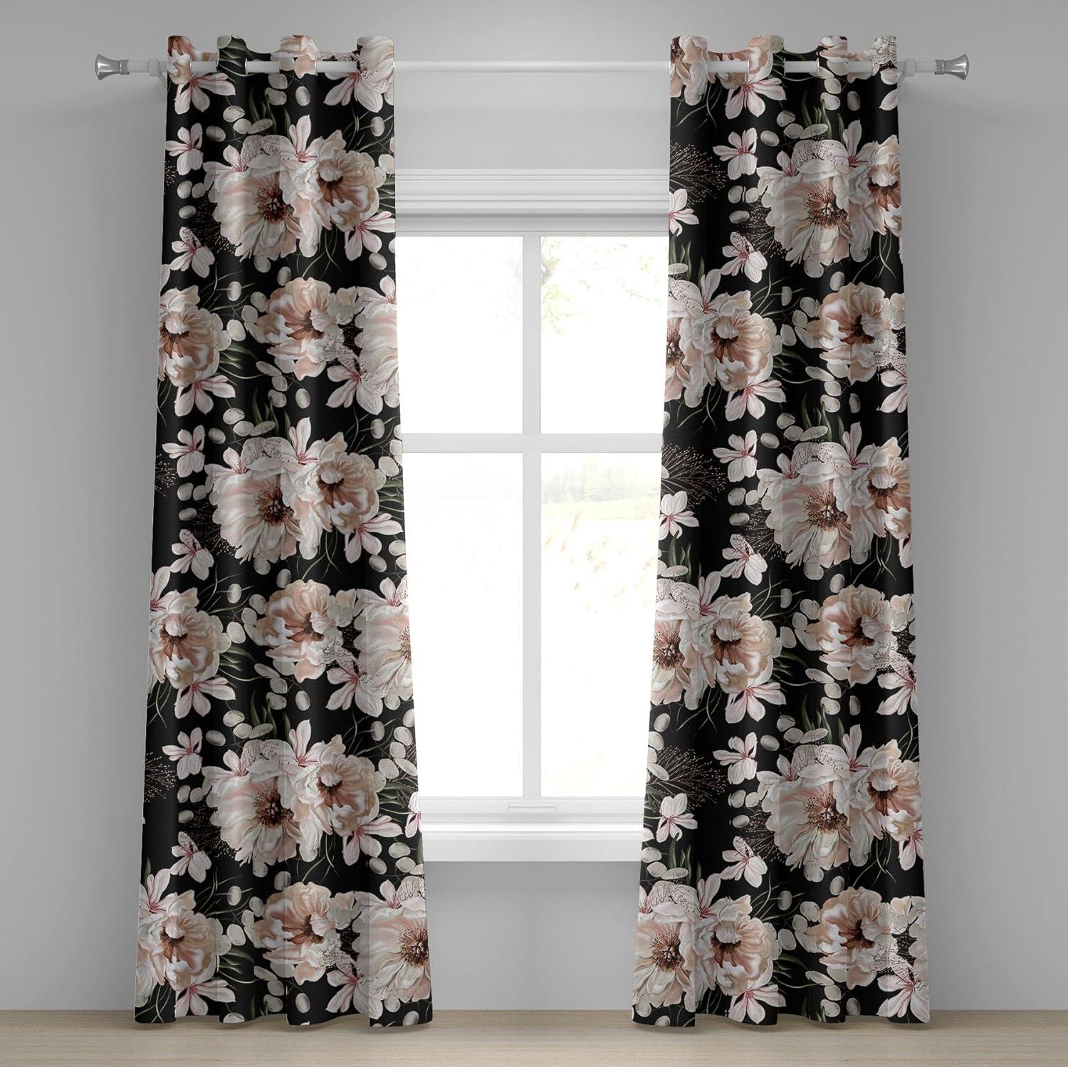 imageAmbesonne Hawaii Themed Grommet Curtain Tropical Leaves Pattern with Neutral Colors Boho Summer Print Decorative 2Panel Window Drapes for Bedroom Living Room 50 x 54 Pale Vermilion Seal BrownBlush Charcoal
