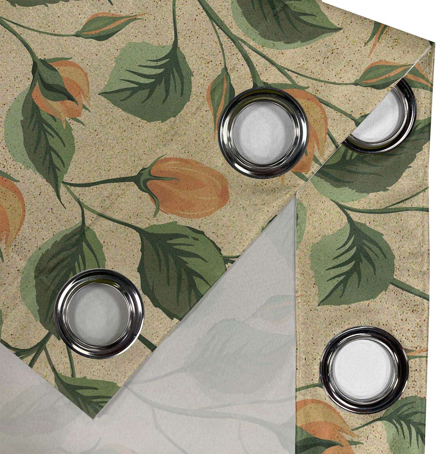 imageAmbesonne Hawaii Themed Grommet Curtain Tropical Leaves Pattern with Neutral Colors Boho Summer Print Decorative 2Panel Window Drapes for Bedroom Living Room 50 x 54 Pale Vermilion Seal BrownFern Green Avocado Green