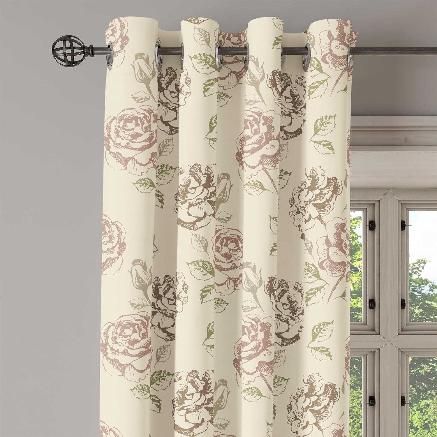 imageAmbesonne Hawaii Themed Grommet Curtain Tropical Leaves Pattern with Neutral Colors Boho Summer Print Decorative 2Panel Window Drapes for Bedroom Living Room 50 x 54 Pale Vermilion Seal BrownPale Mauve Taupe Peach