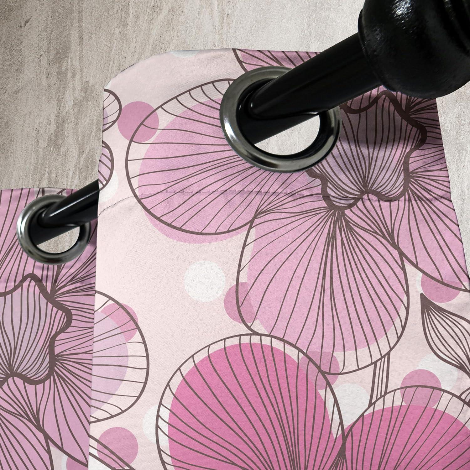 imageAmbesonne Hawaii Themed Grommet Curtain Tropical Leaves Pattern with Neutral Colors Boho Summer Print Decorative 2Panel Window Drapes for Bedroom Living Room 50 x 54 Pale Vermilion Seal BrownBlush Hot Pink White