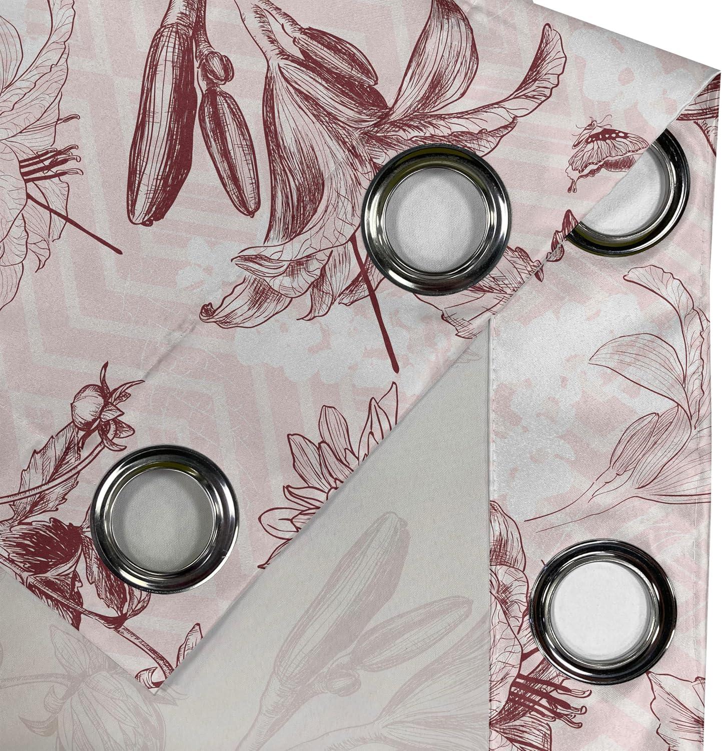 imageAmbesonne Hawaii Themed Grommet Curtain Tropical Leaves Pattern with Neutral Colors Boho Summer Print Decorative 2Panel Window Drapes for Bedroom Living Room 50 x 54 Pale Vermilion Seal BrownChocolate and Pale Pink